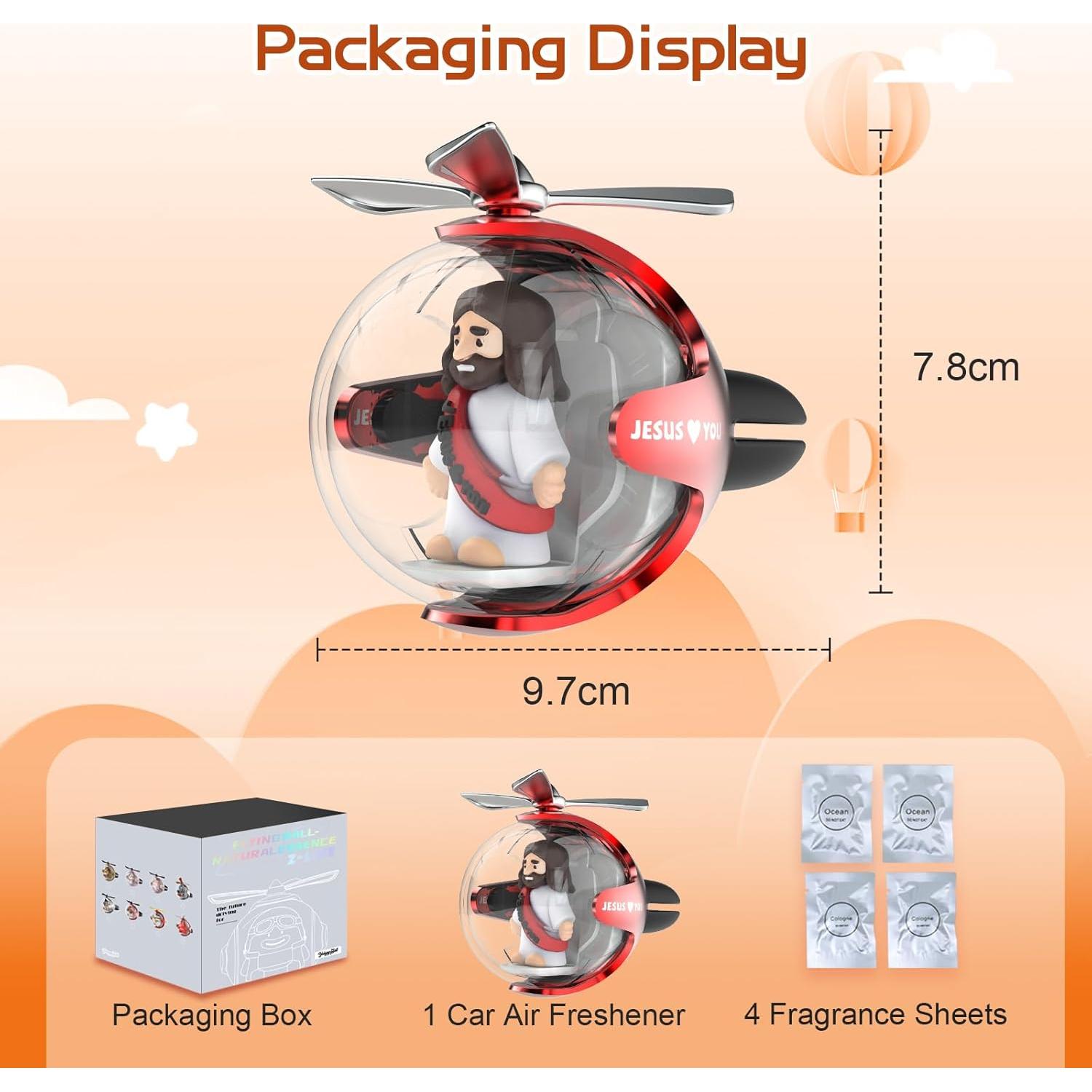 Ambientador de Auto LED Jesus Te Ama con 4 Almohadillas Aromatizadas