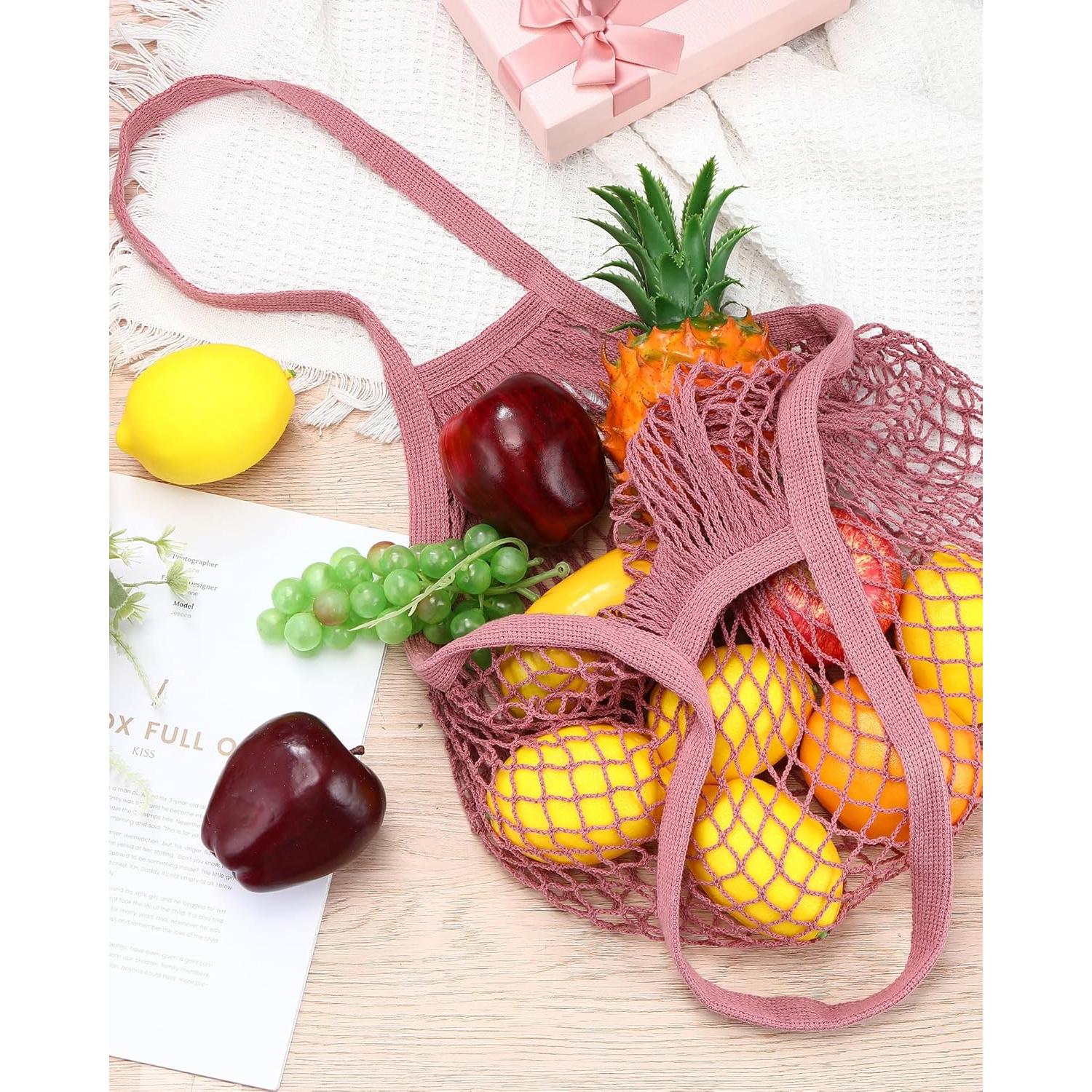 Bolsa de Malla Reutilizable Eccliy 12 Piezas Algodón Rosa Oscuro