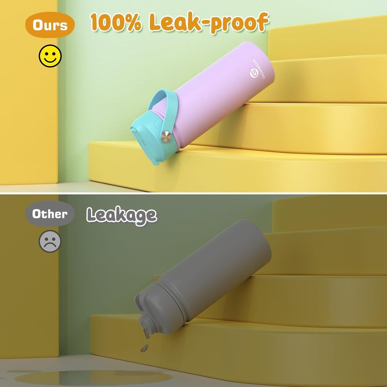 Botella de Agua Aislada para Niños 530ml Acero Inoxidable BPA Free