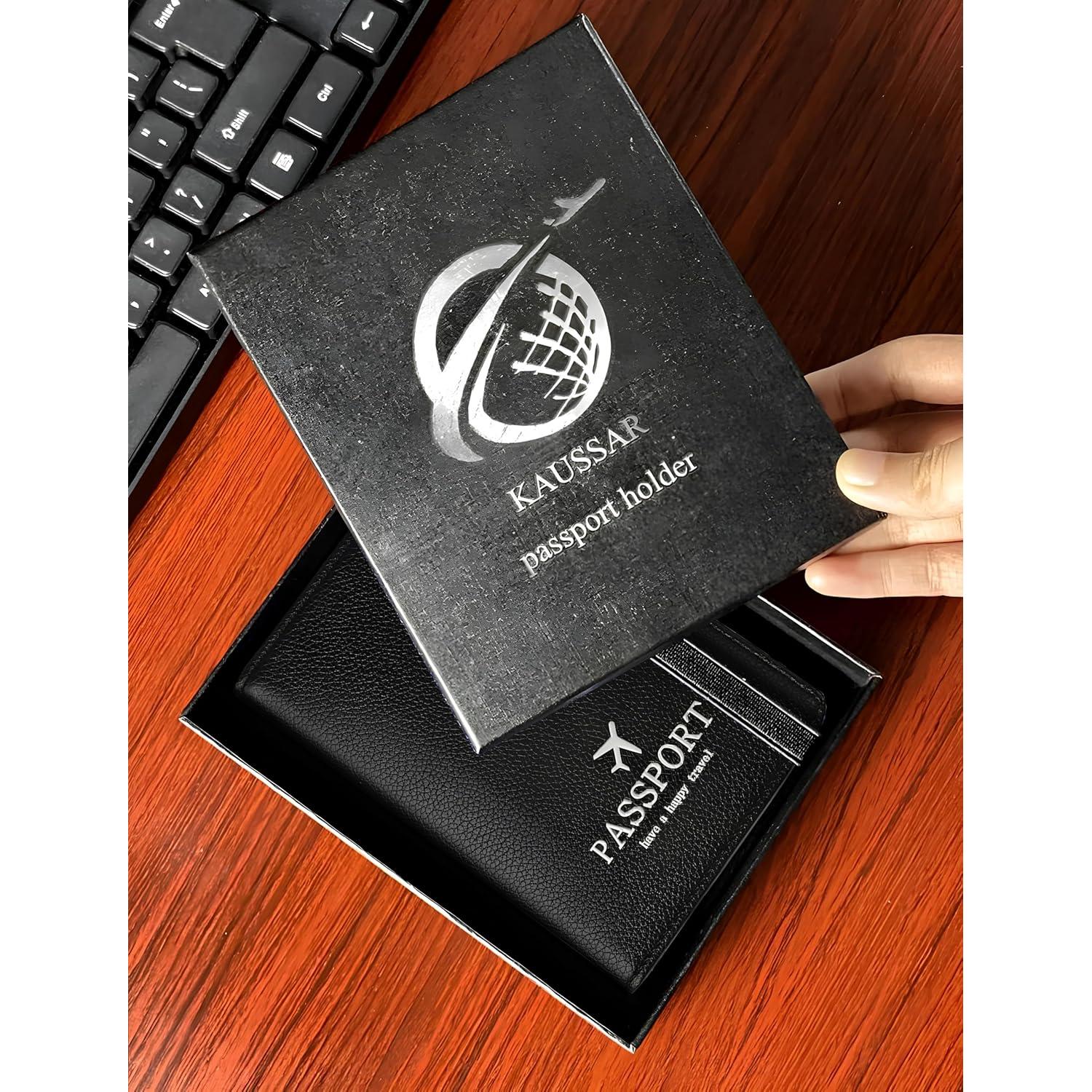 Portafolios de Pasaporte KAUSSAR con Bloqueo RFID - Negro