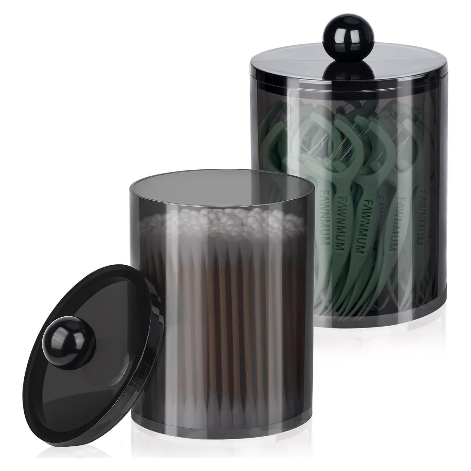 Juego de 2 Tarros de Plástico Organizador de Baño 10oz y 12oz Negro