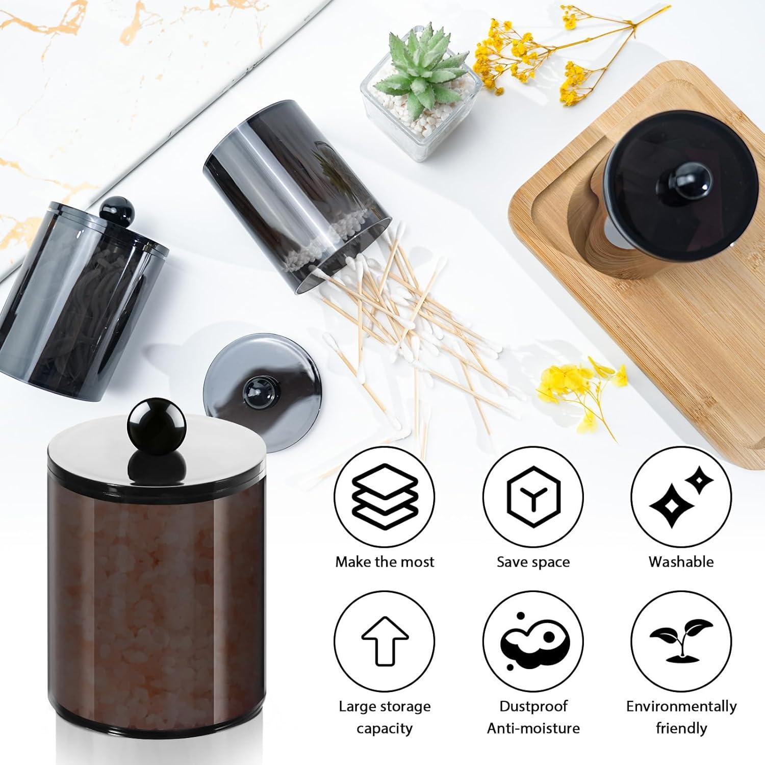 Juego de 2 Tarros de Plástico Organizador de Baño 10oz y 12oz Negro