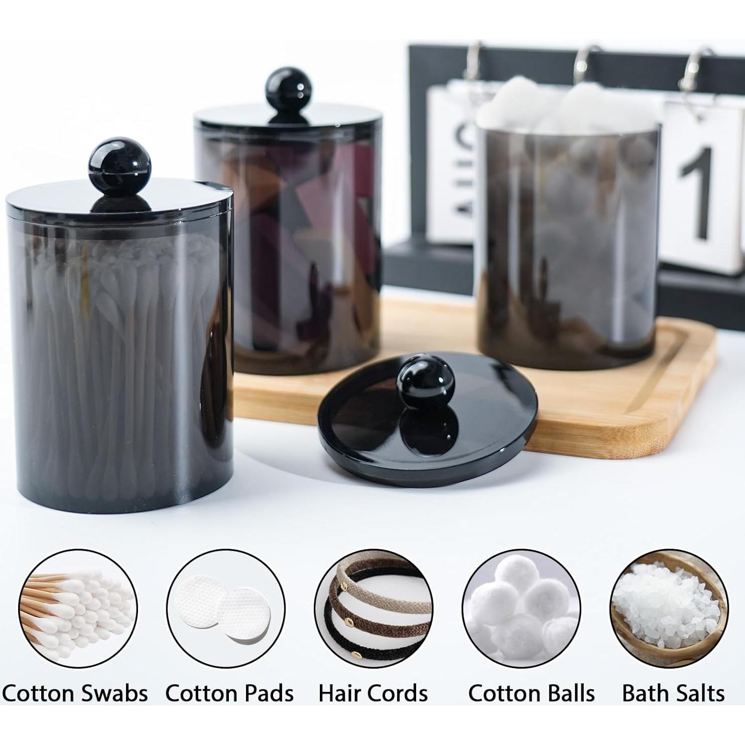 Juego de 2 Tarros de Plástico Organizador de Baño 10oz y 12oz Negro