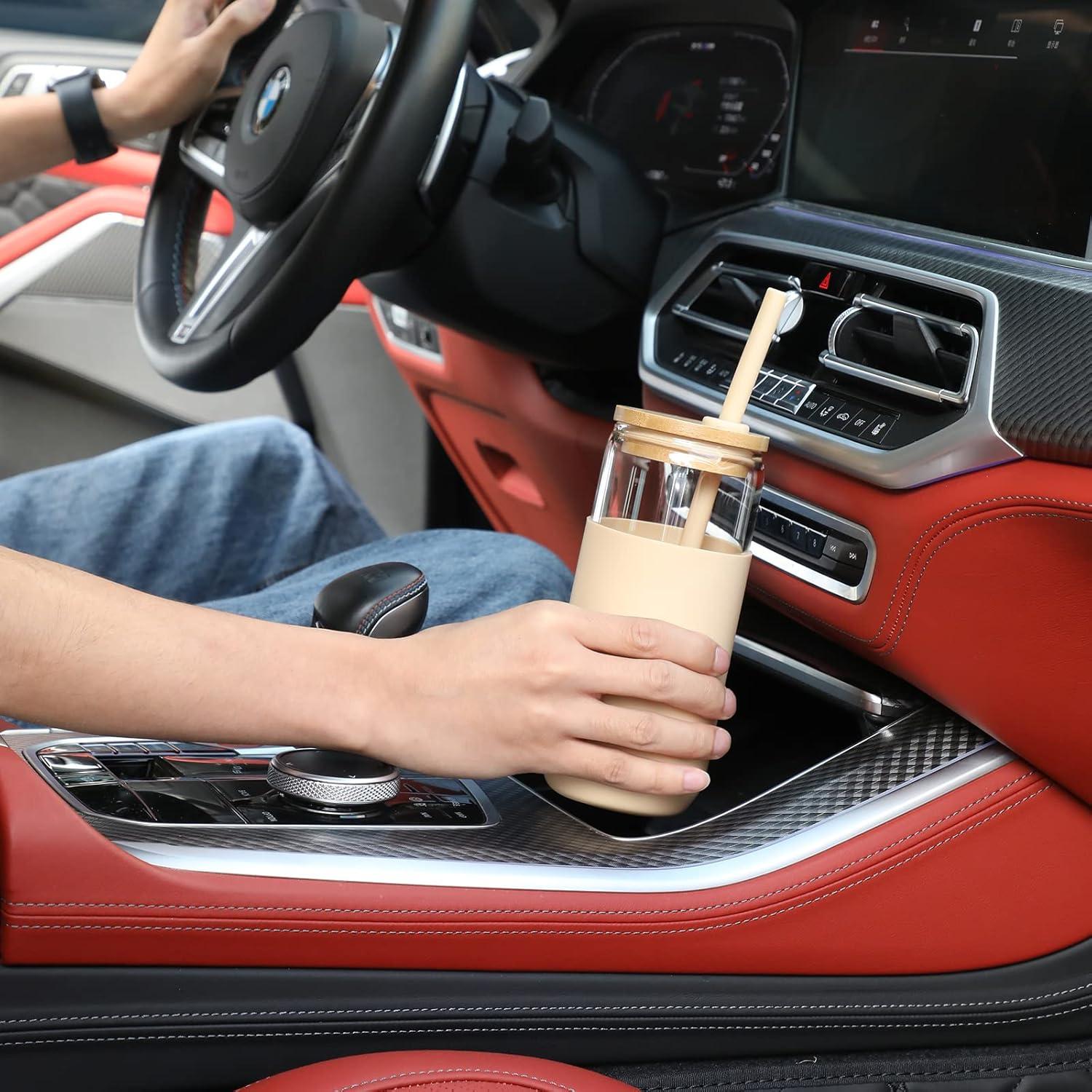 Taza de Vidrio 590ml VITEVER con Manga Silicona Ámbar