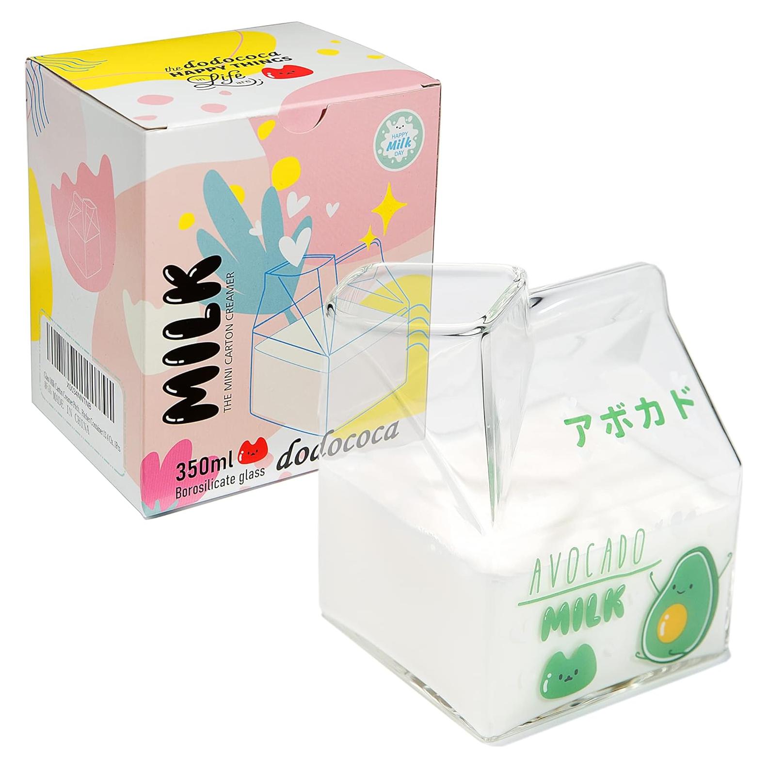 Taza de Leche de Vidrio Dodococa Aguacate 12 Oz Jarra Crema