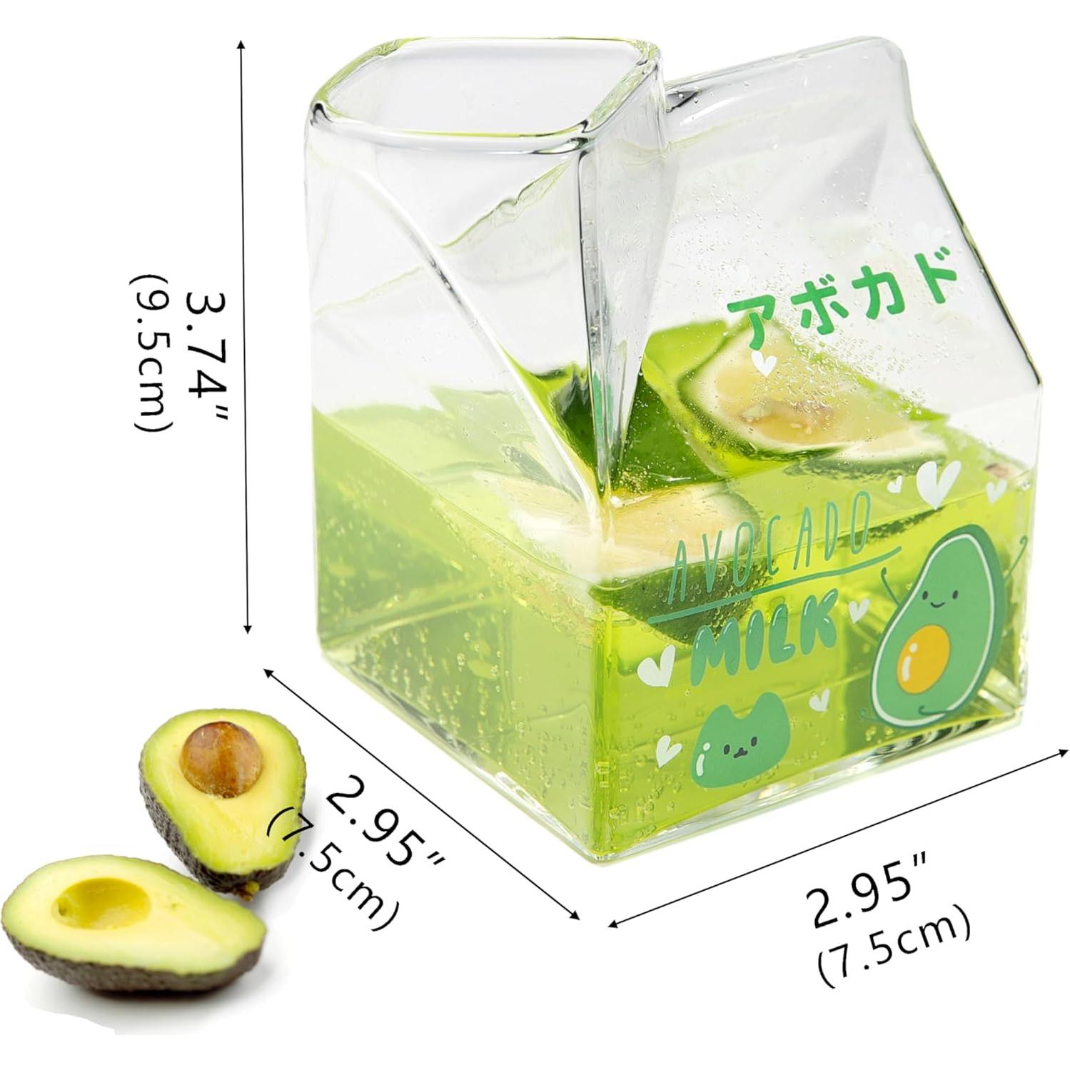 Taza de Leche de Vidrio Dodococa Aguacate 12 Oz Jarra Crema