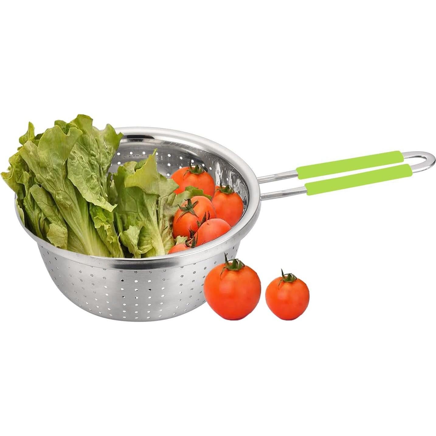 Colador de Acero Inoxidable Contiup con Mango Verde 20.1cm