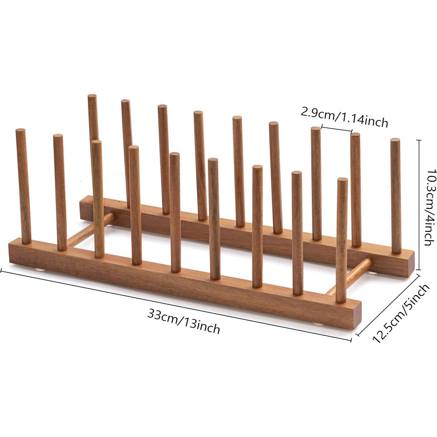 Soporte de Madera de Acacia HBlife para Platos y Tapas - 8 Ranuras