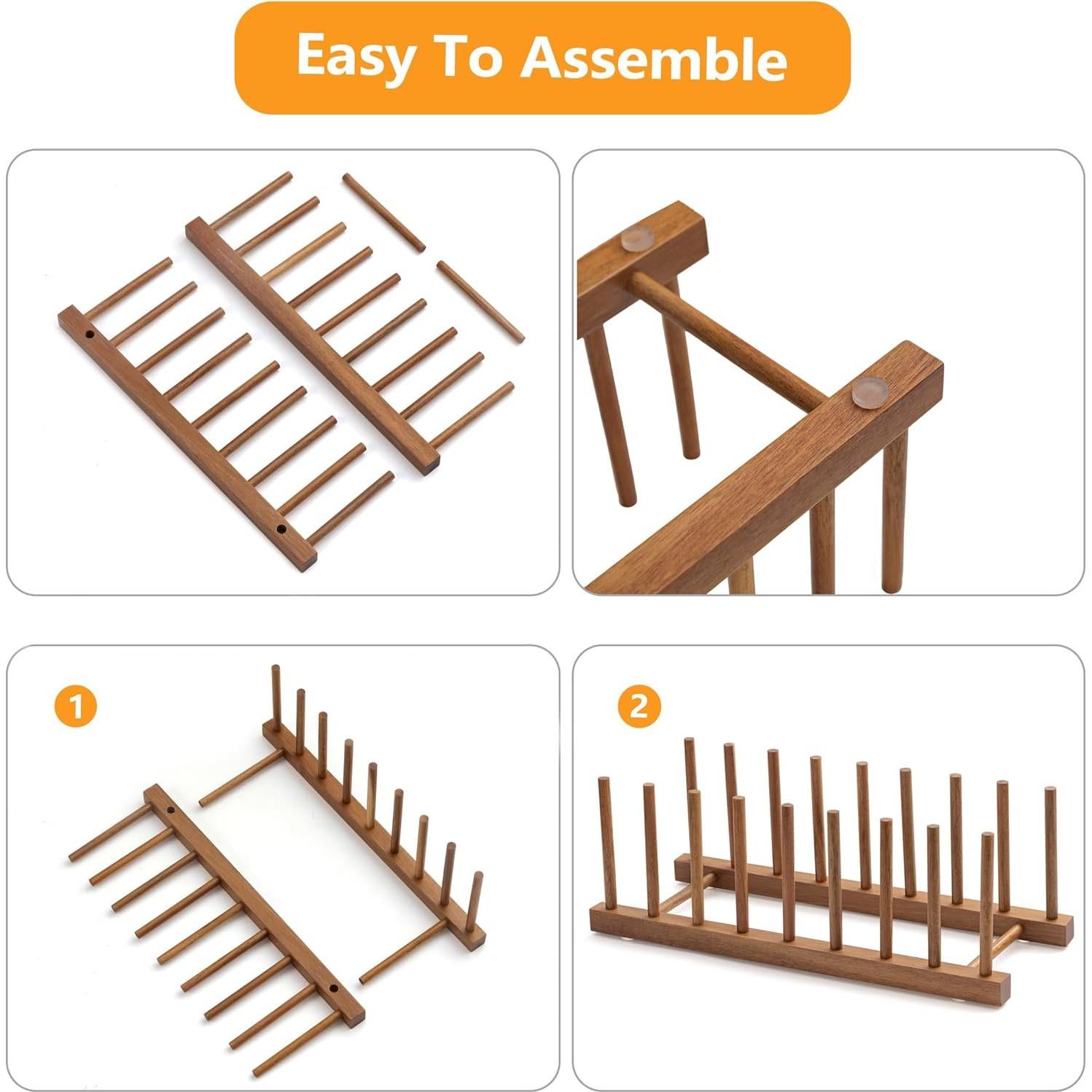 Soporte de Madera de Acacia HBlife para Platos y Tapas - 8 Ranuras