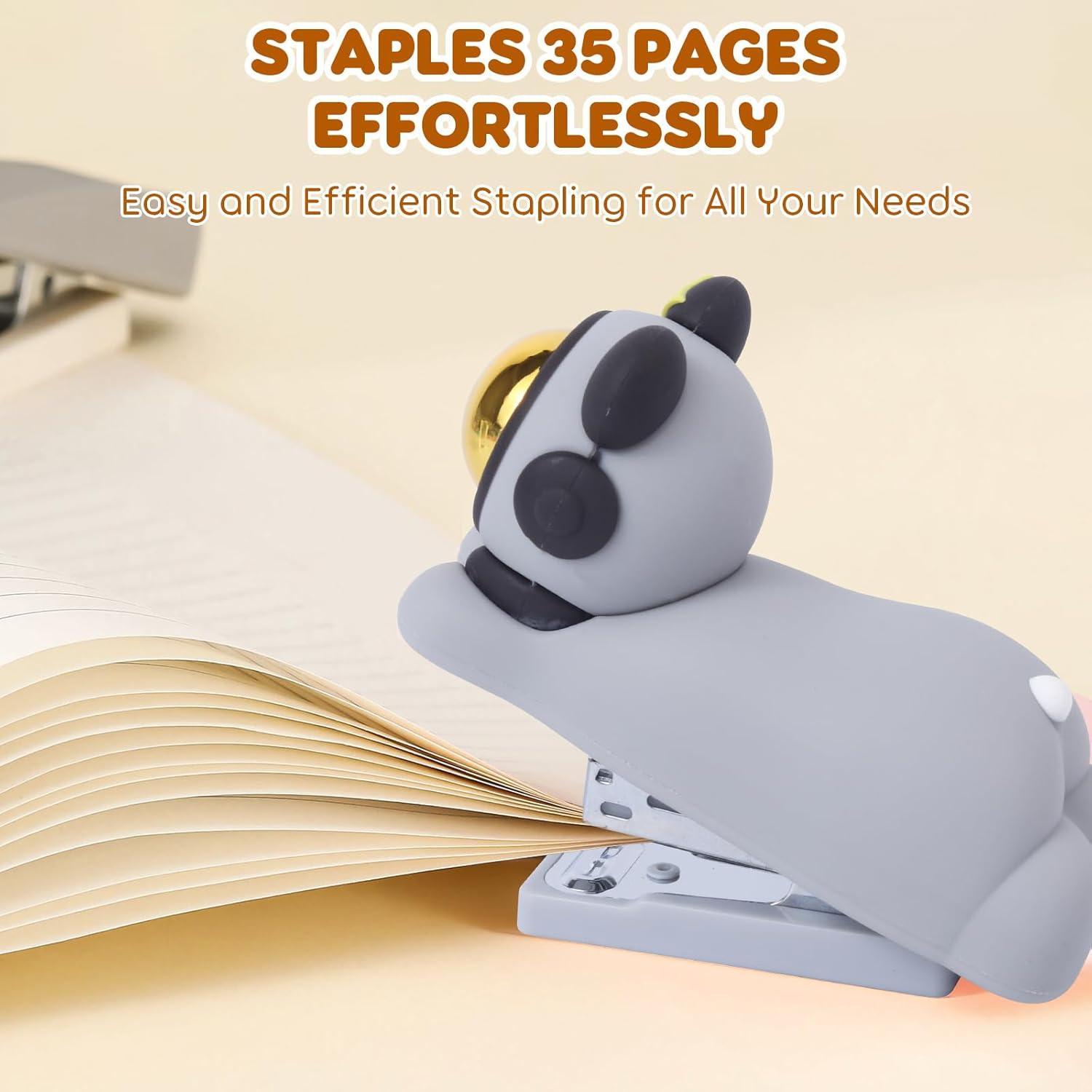 Grapadora de Silicona Honagu Gris, 20 Hojas, Diseño Caricatura