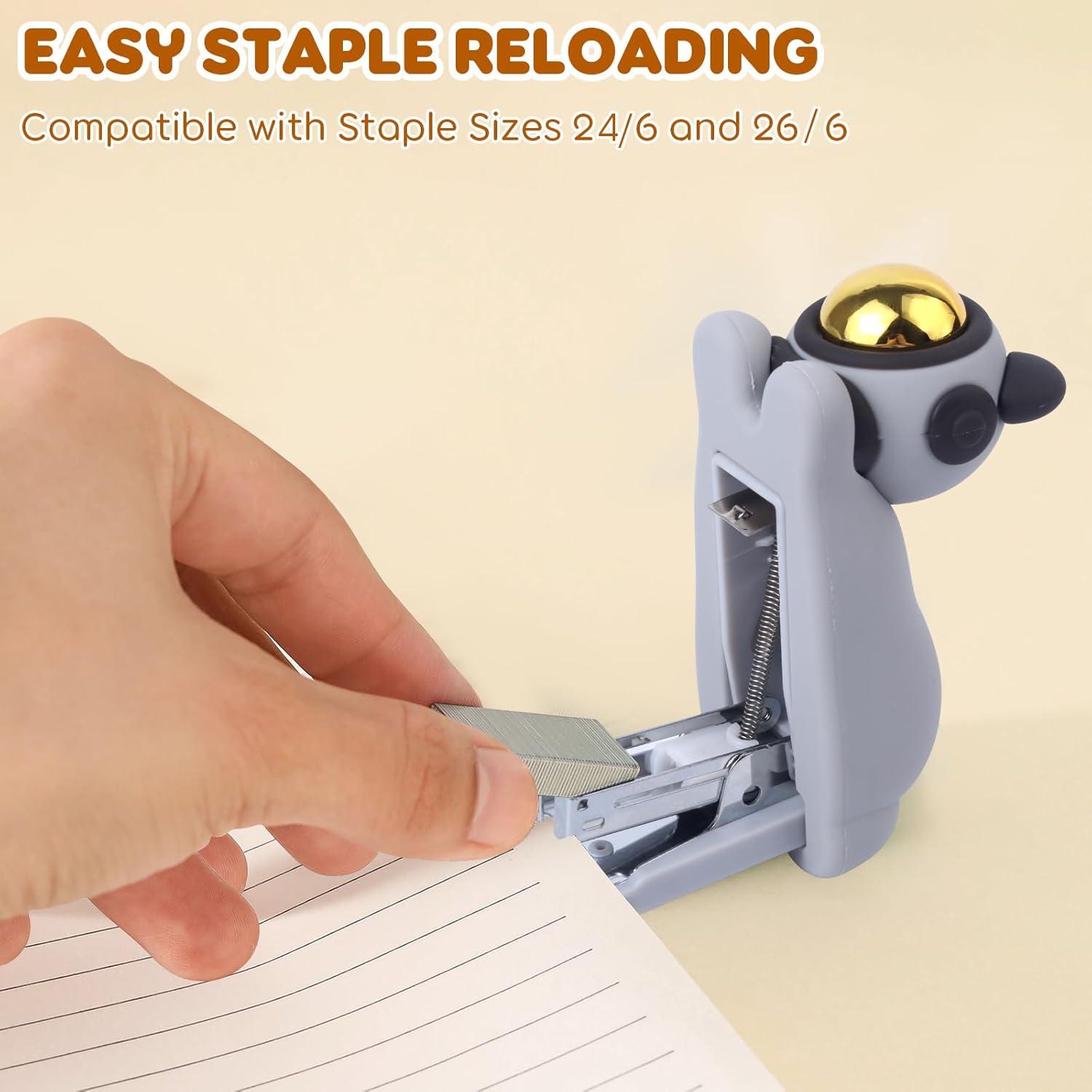 Grapadora de Silicona Honagu Gris, 20 Hojas, Diseño Caricatura