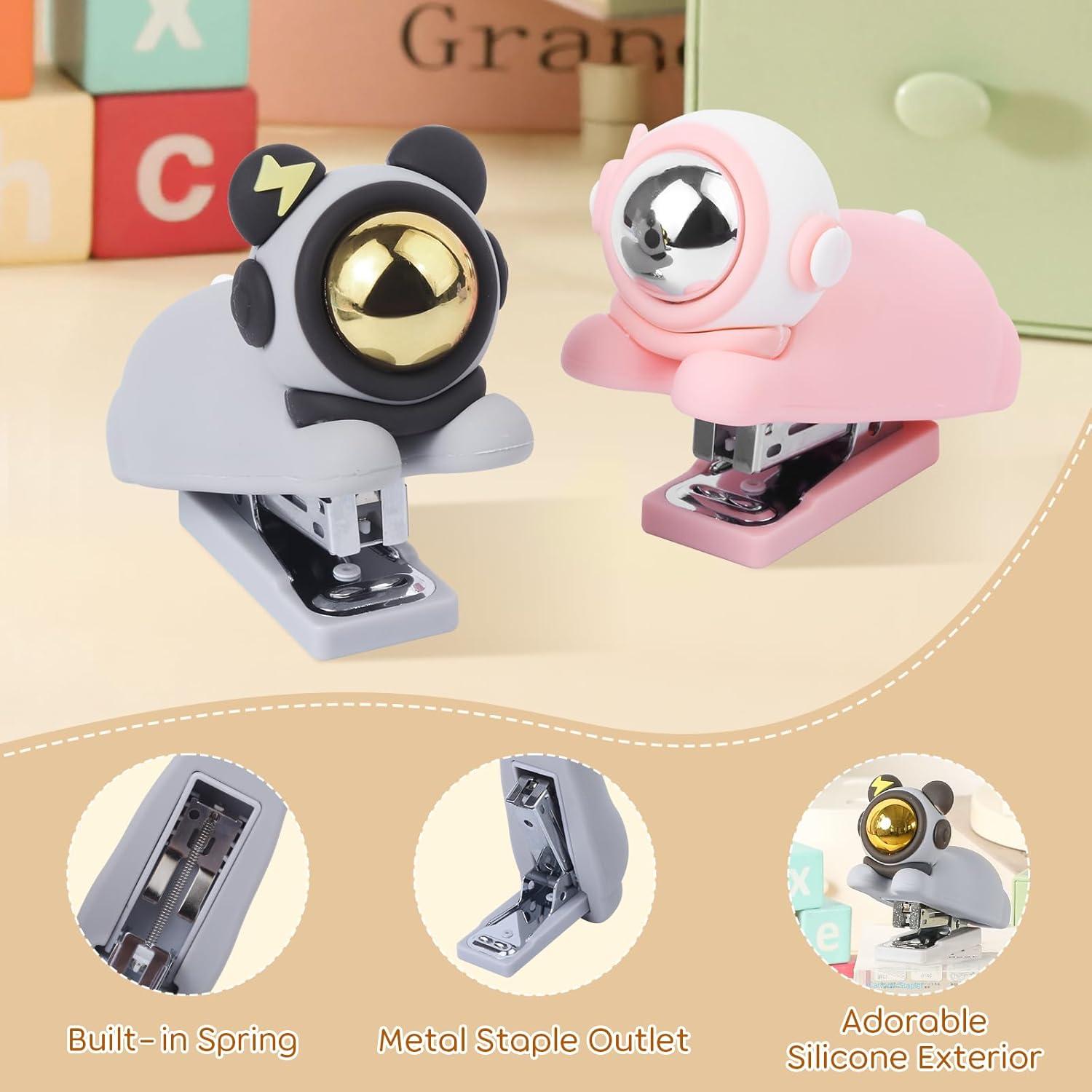 Grapadora de Silicona Honagu Gris, 20 Hojas, Diseño Caricatura