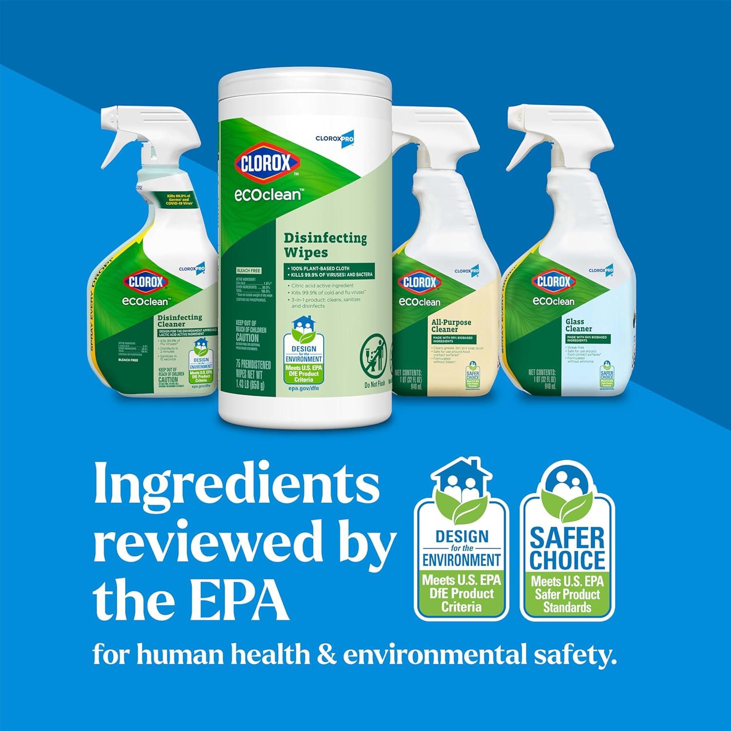 Toallitas Desinfectantes Clorox EcoClean 75 Unidades a Base de Plantas