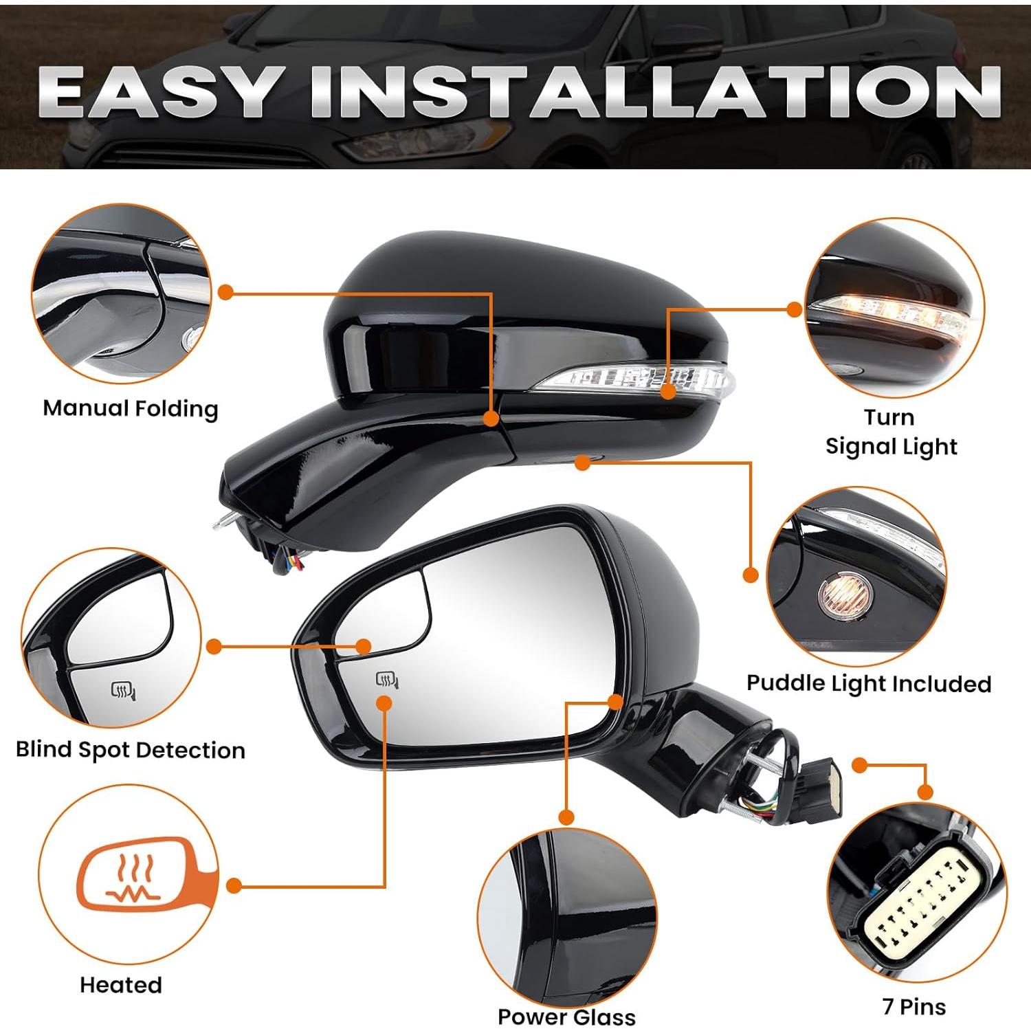 Espejo Lateral Izquierdo VANLOGY Ford Fusion 2016-2022 Calentado
