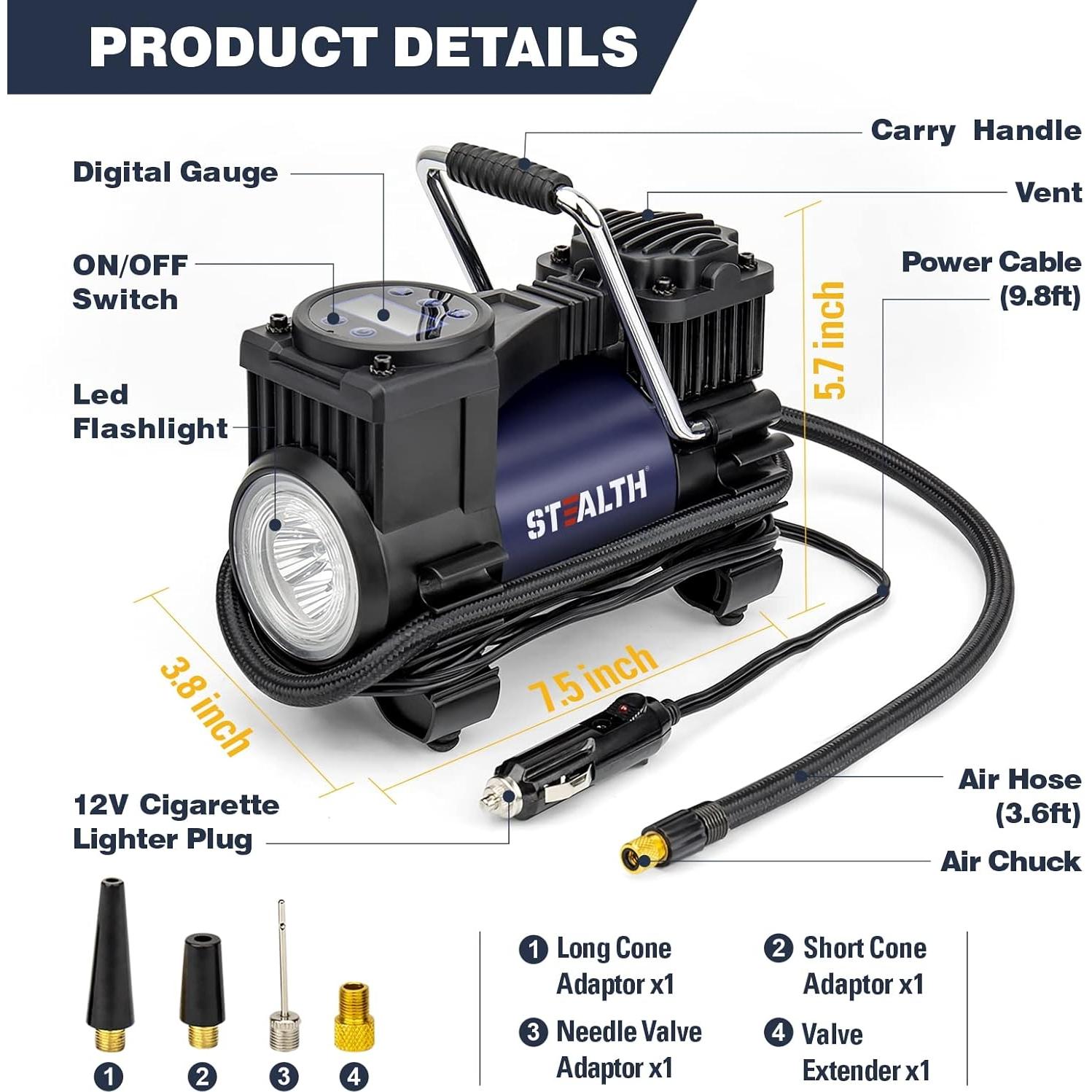 Compresor de Aire Portátil Stealth ST-IN310DC 12V 120PSI