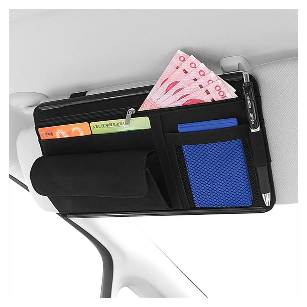 Organizador de Visera de Coche JEYODA en Cuero Suede Negro