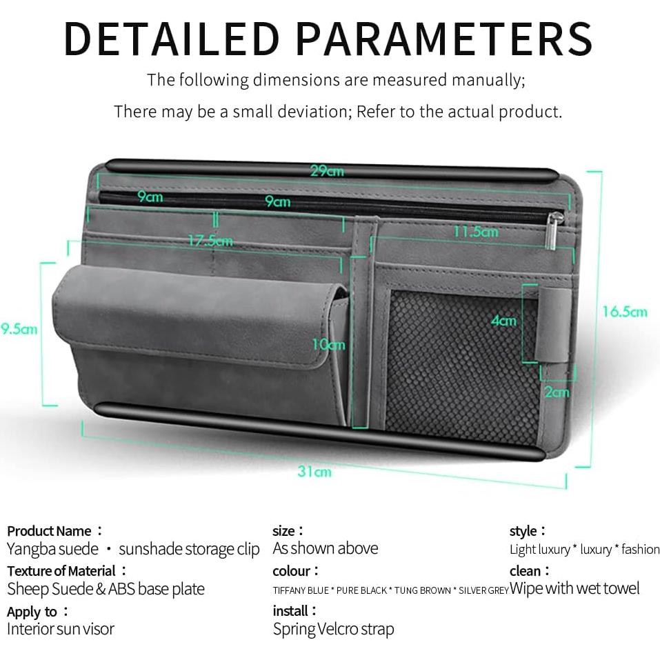 Organizador de Visera de Coche JEYODA en Cuero Suede Negro