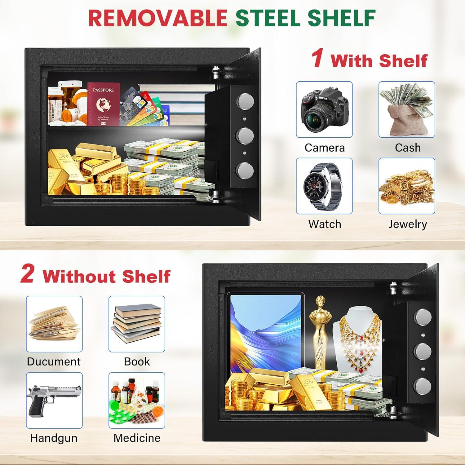 Caja Fuerte Biométrica Thmosz 1.2 Pies Cúbicos a Prueba de Fuego