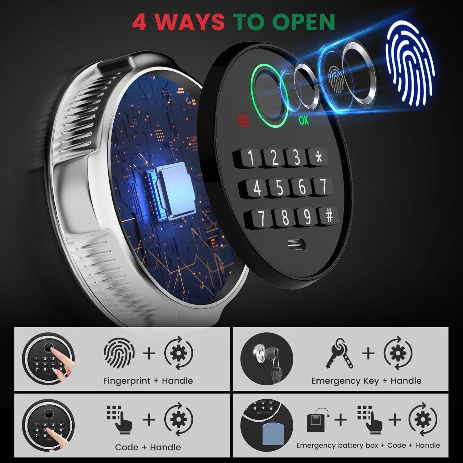 Caja Fuerte Biométrica Thmosz 1.2 Pies Cúbicos a Prueba de Fuego