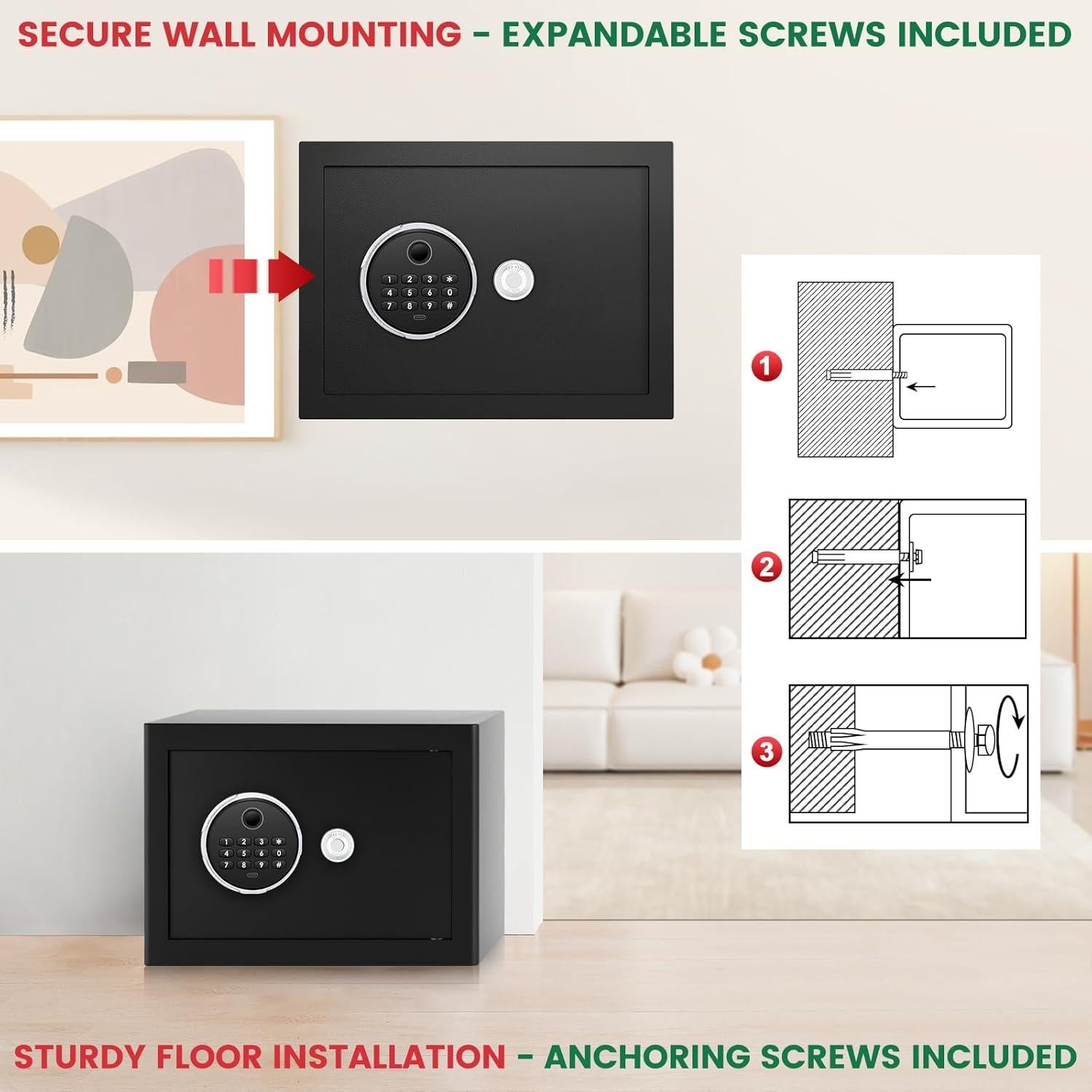 Caja Fuerte Biométrica Thmosz 1.2 Pies Cúbicos a Prueba de Fuego