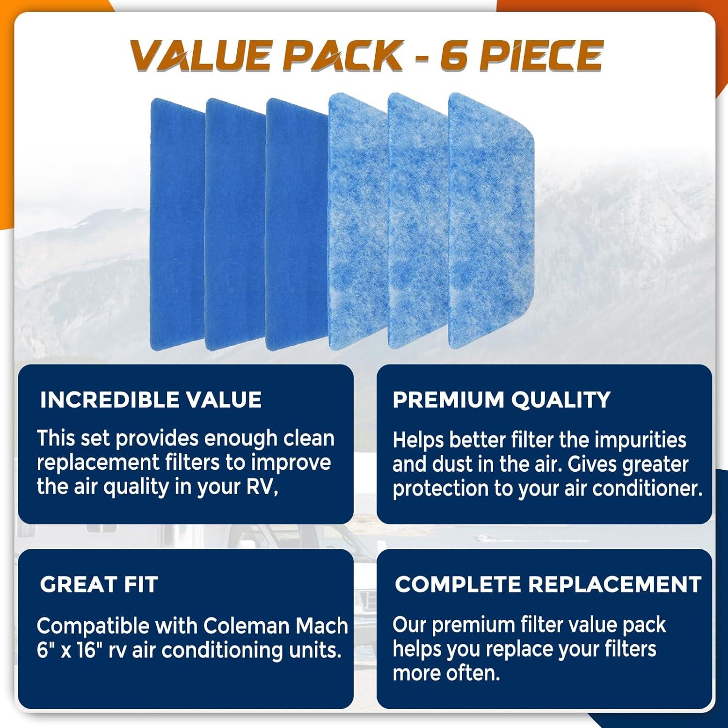 Paquete de 6 Filtros de Aire MERV 8 AGradify 15.24 x 41.91 cm