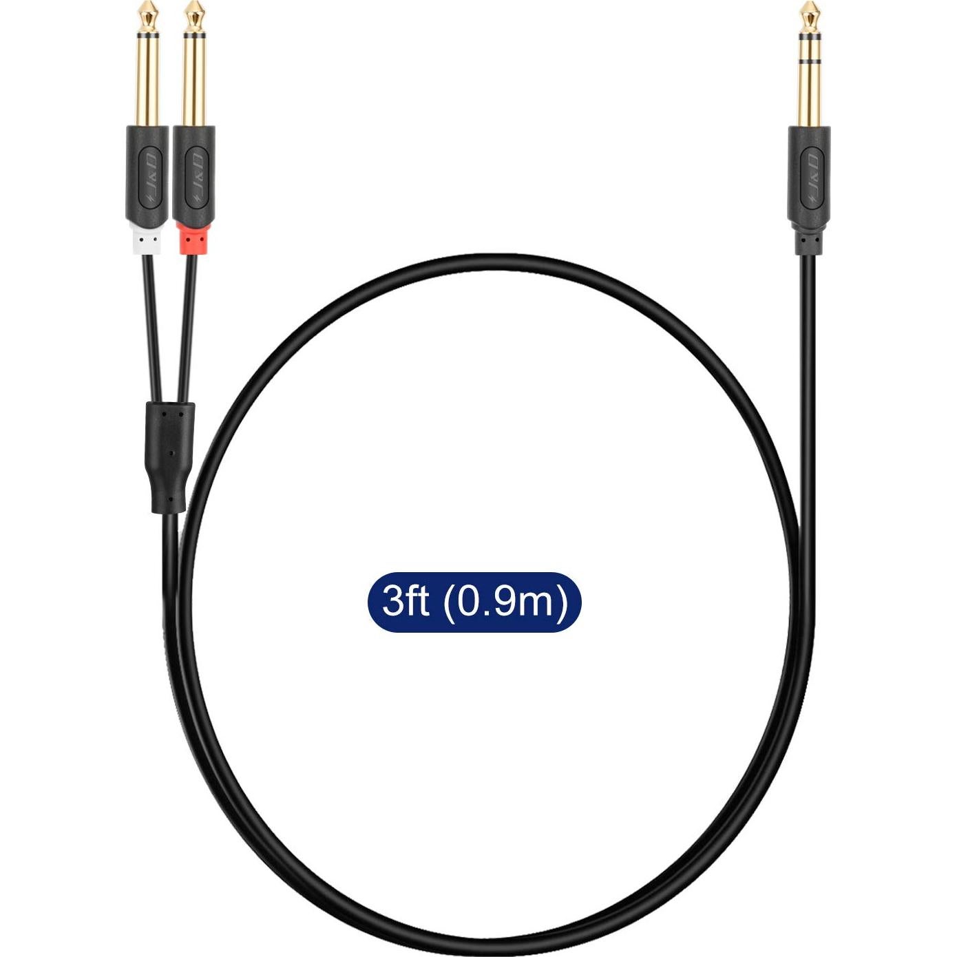Cable Divisor Y TRS J&D 6.35mm a Doble TS 0.91m