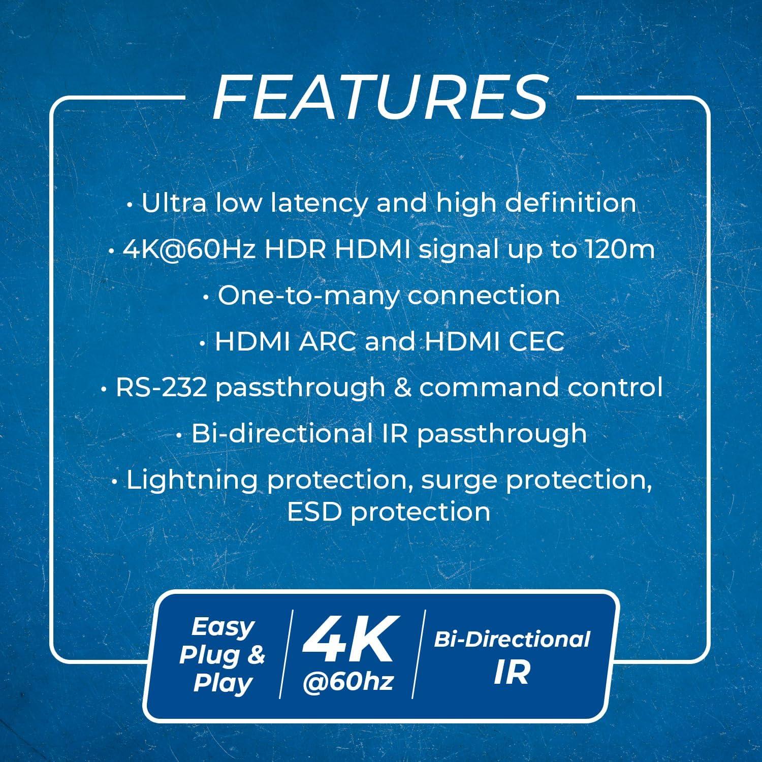 Receptor HDMI OREI UHD-EXM500PRO-RX 4K 60Hz Cat6