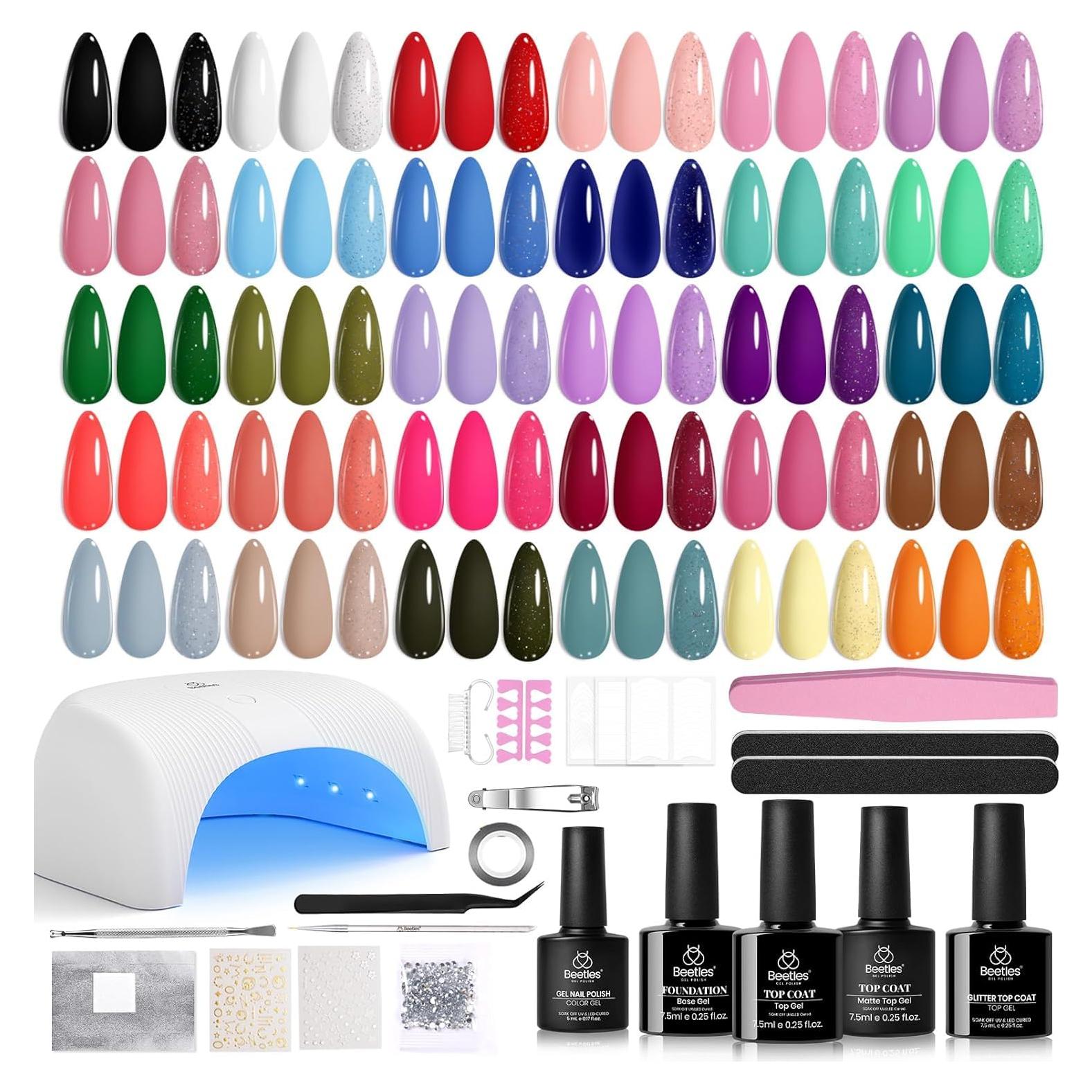 Kit de Esmalte de Uñas en Gel Beetles 54 Pcs con Luz UV