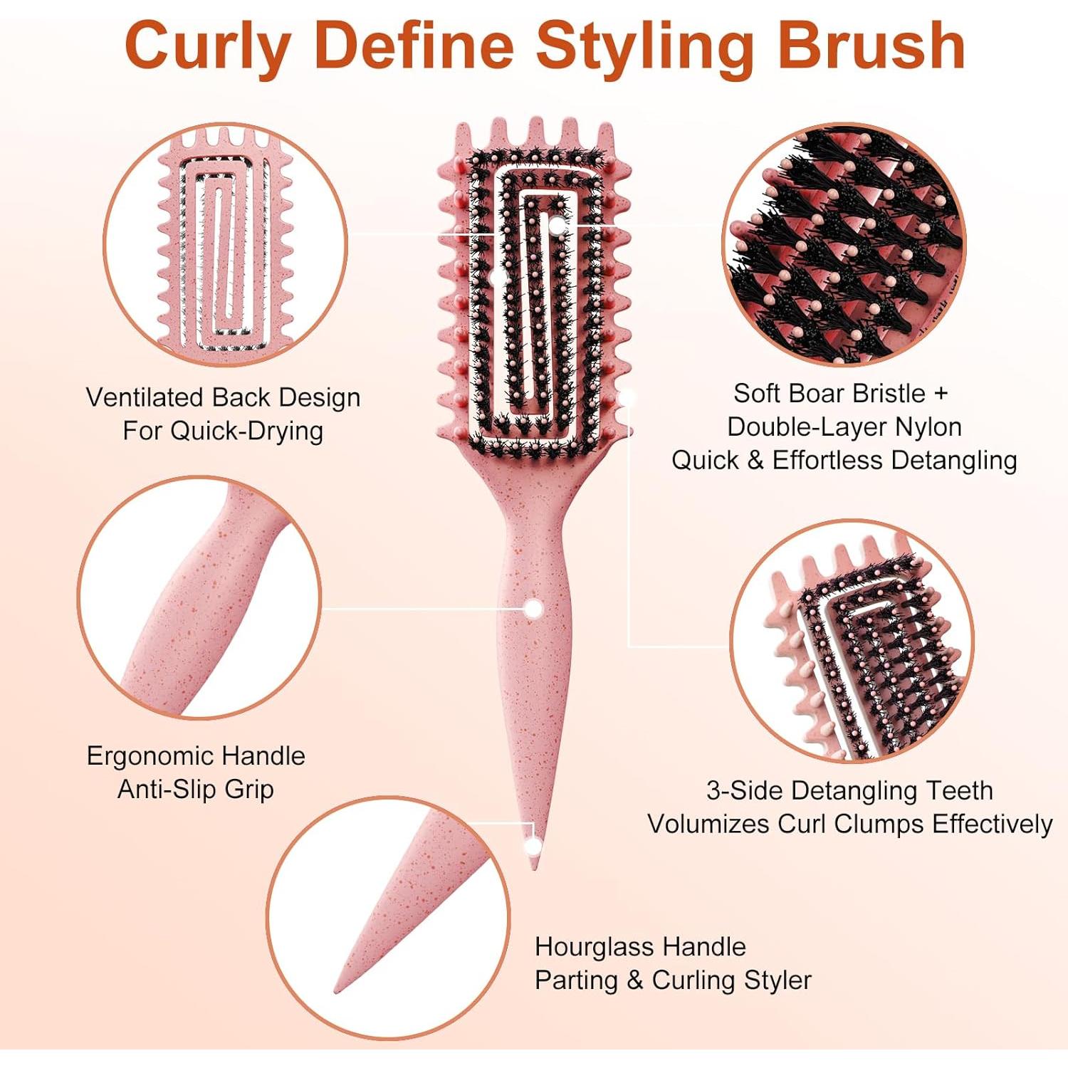 Cepillo Definidor de Rizos Weldilgit Beige - Suave y Desenredante