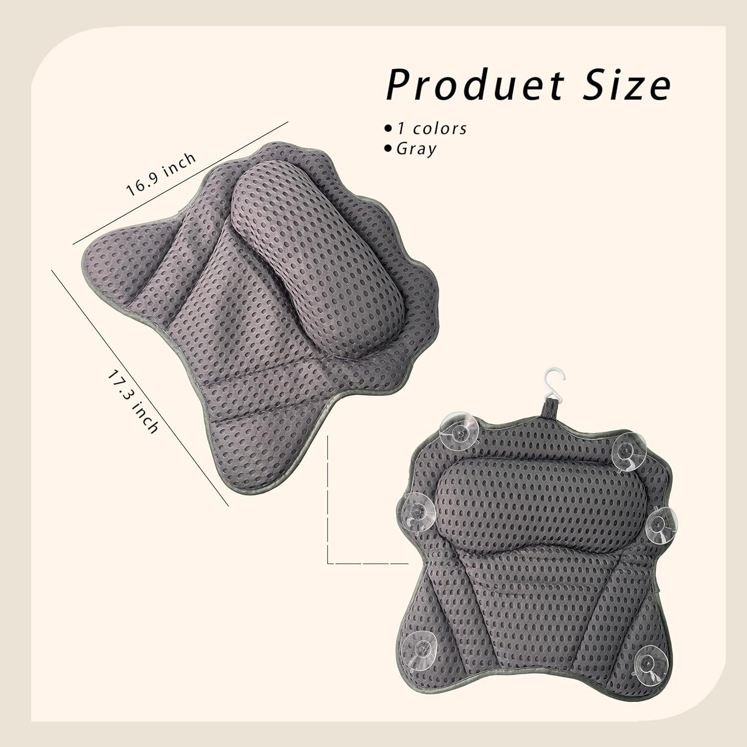 Almohada de Baño Ergonómica Rwotlls con Ventosas - 2 Piezas