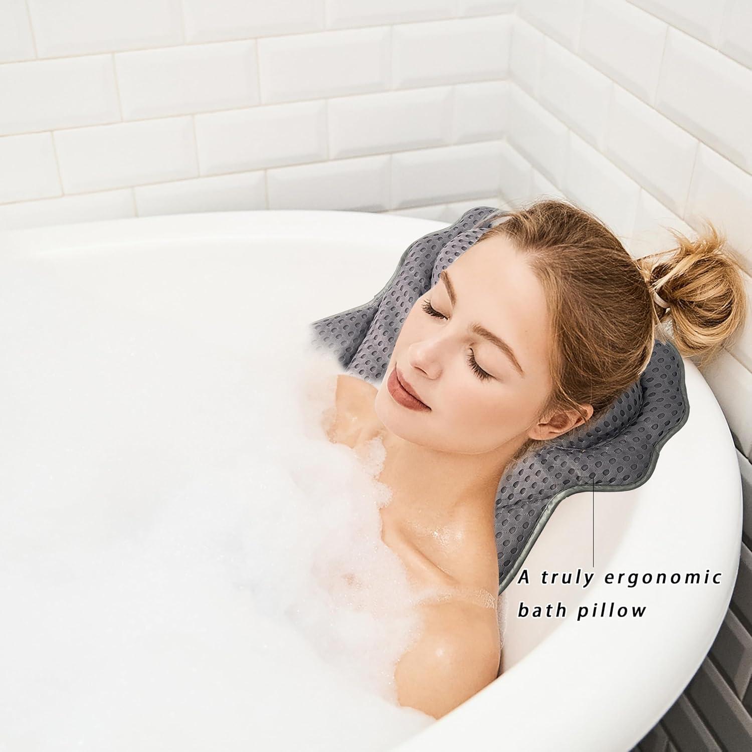 Almohada de Baño Ergonómica Rwotlls con Ventosas - 2 Piezas