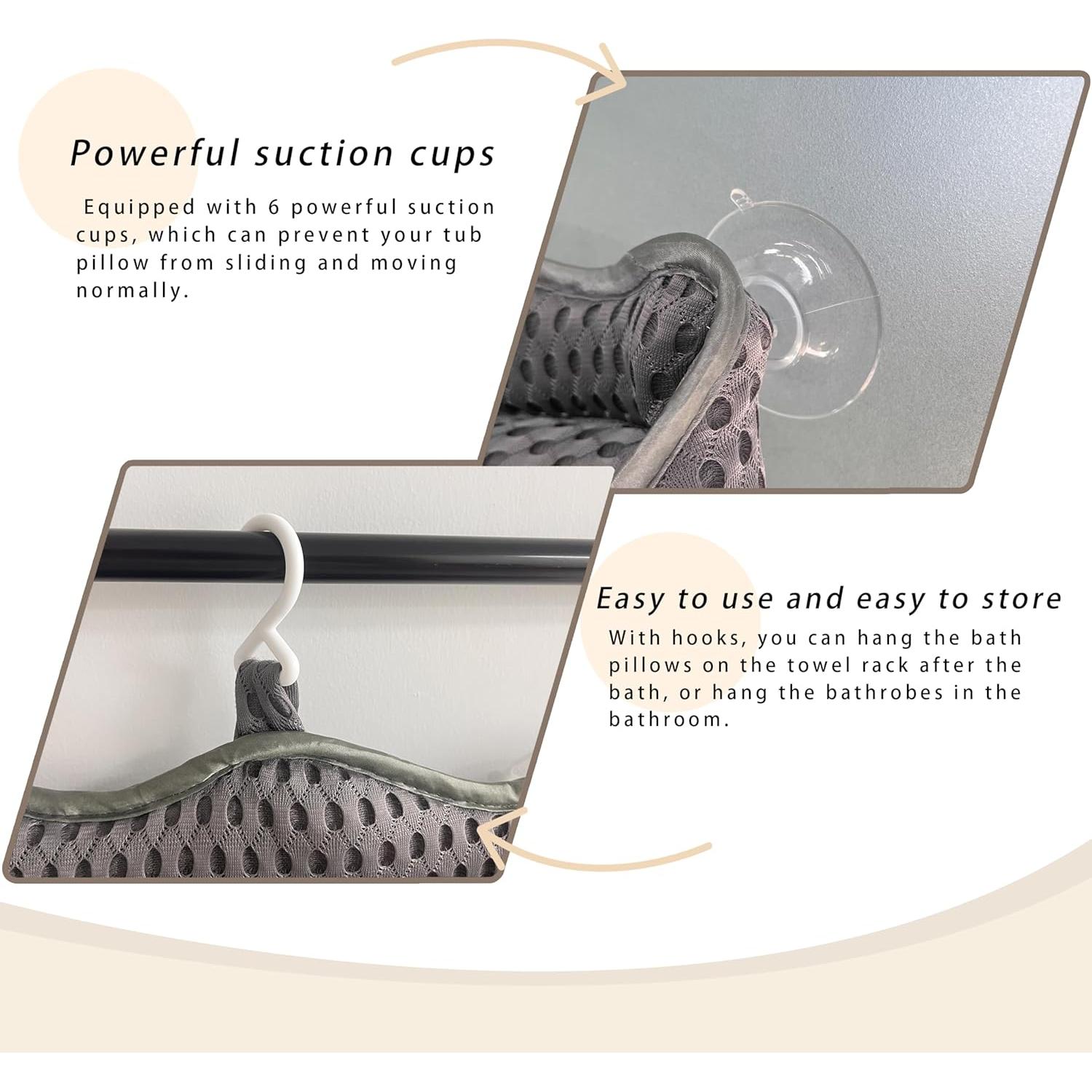 Almohada de Baño Ergonómica Rwotlls con Ventosas - 2 Piezas