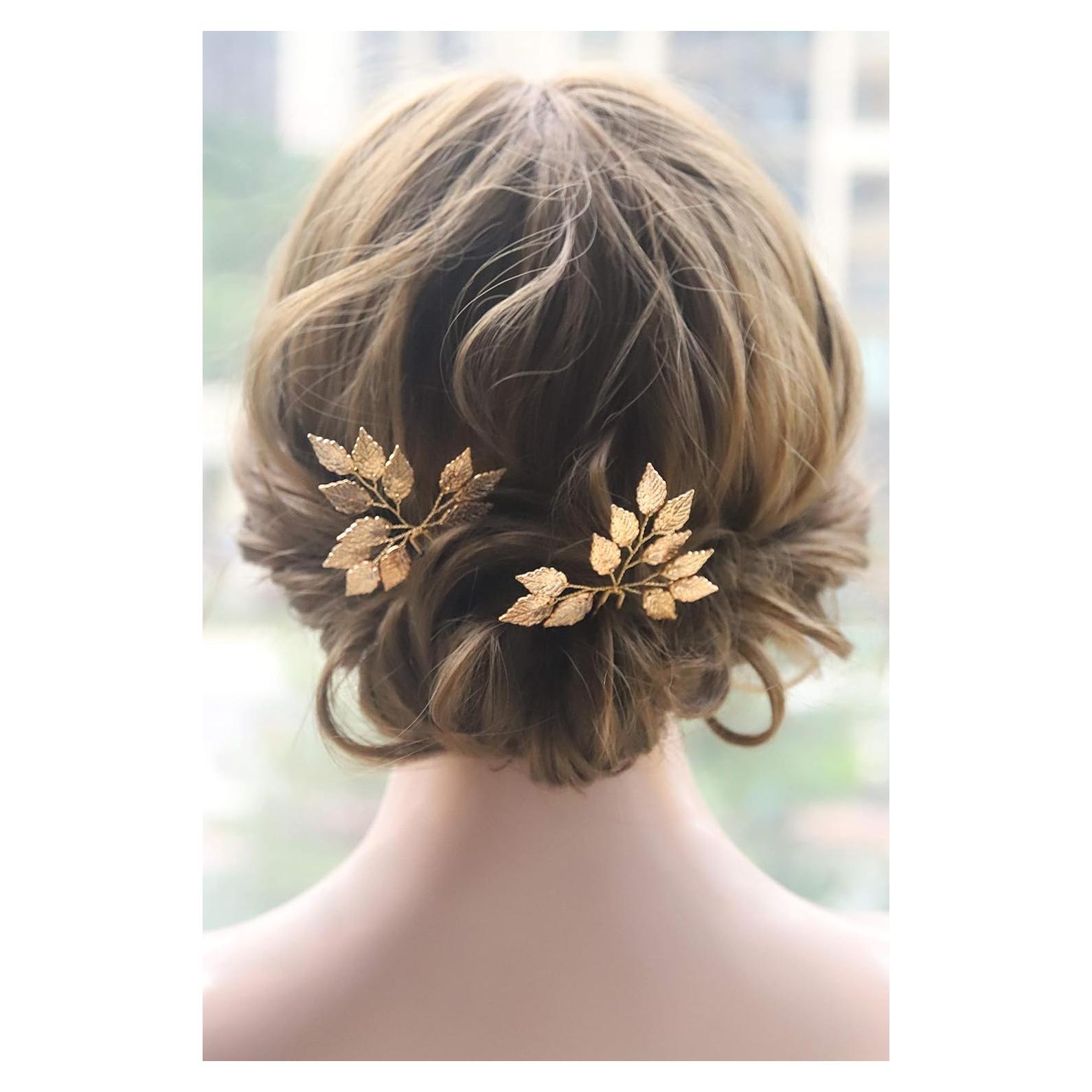 Horquilla de Hoja Kercisbeauty para Novia - Oro, 2 Piezas