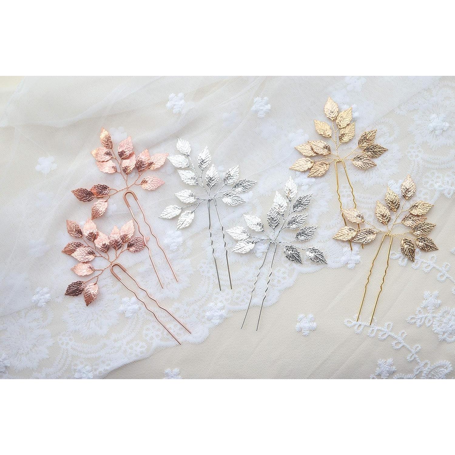 Horquilla de Hoja Kercisbeauty para Novia - Oro, 2 Piezas