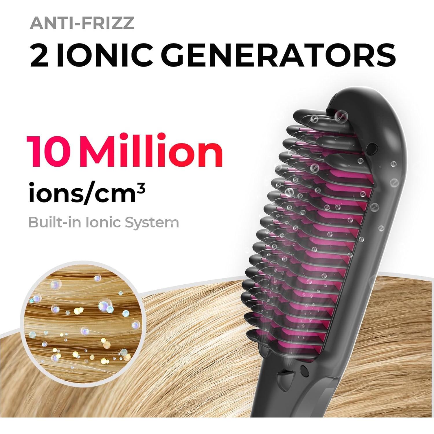 Cepillo Alisador de Cabello Iónico TYMO HC101 - 16 Temperaturas, Pantalla LCD