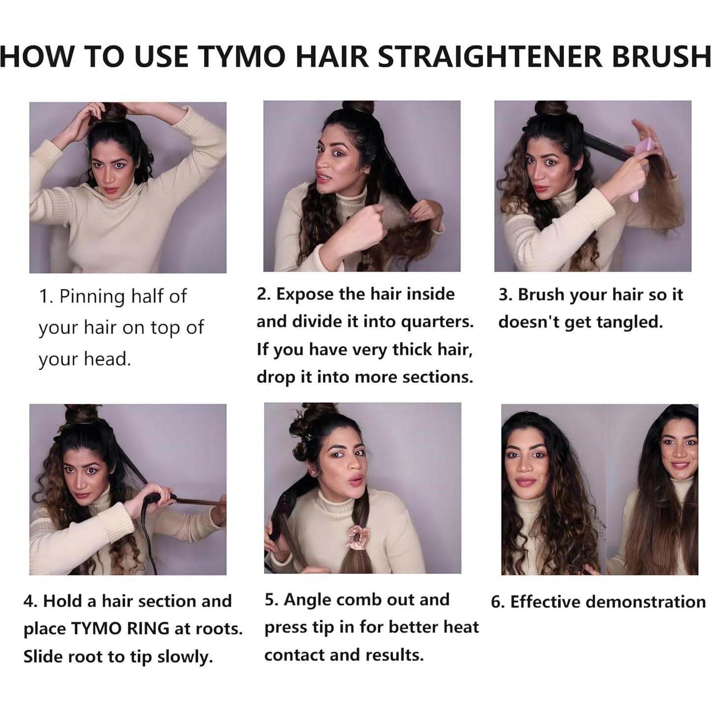 Cepillo Alisador de Cabello Iónico TYMO HC101 - 16 Temperaturas, Pantalla LCD