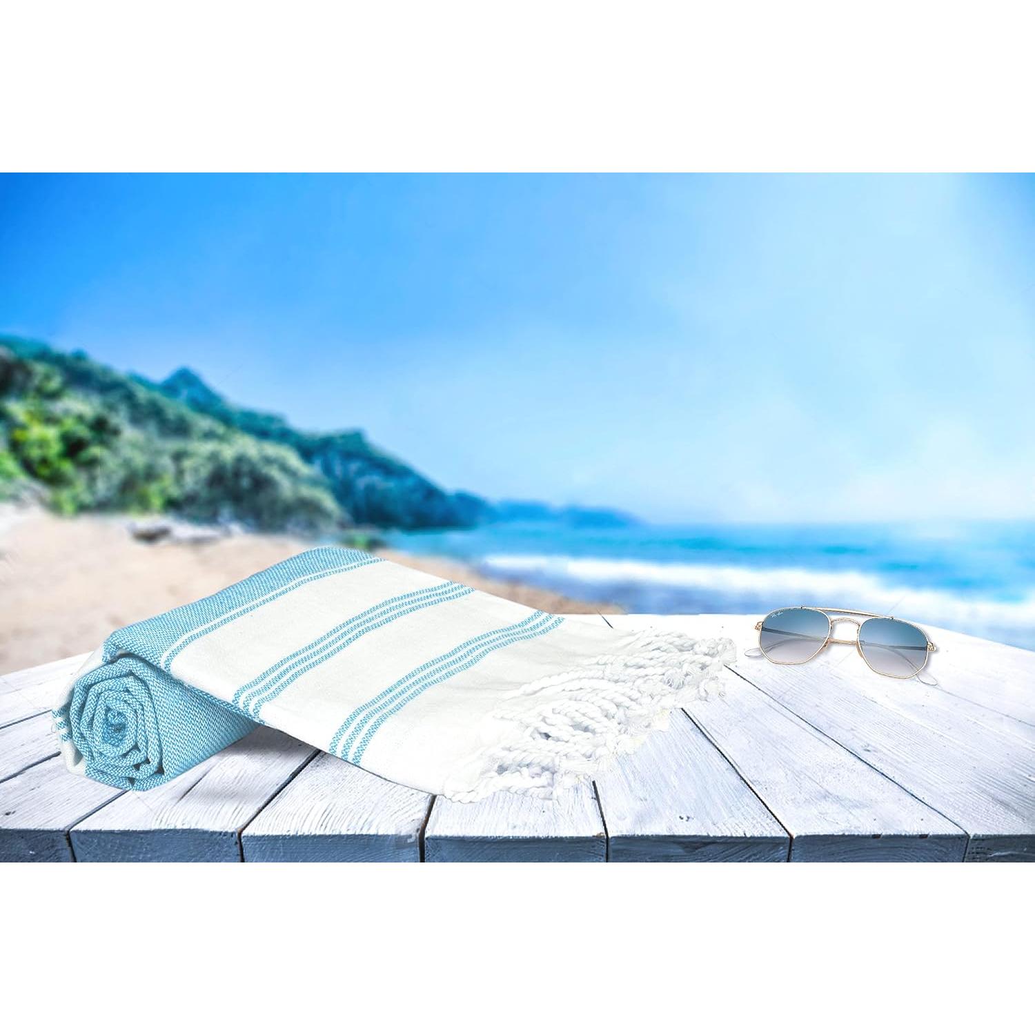 Toalla de Playa Peshtemal Turca GLAMBURG Set de 2 91x180 cm Aqua