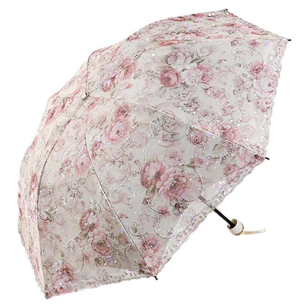 Paraguas Compacto Plegable Aikelai Floral Rosa UV 95%