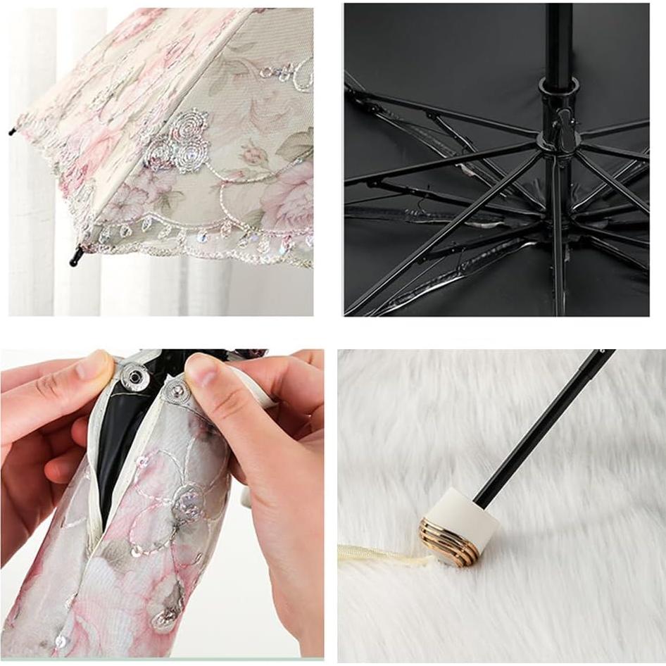 Paraguas Compacto Plegable Aikelai Floral Rosa UV 95%