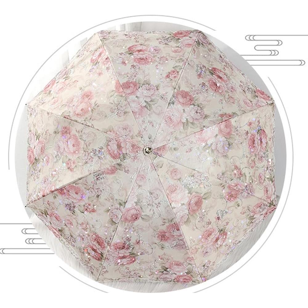 Paraguas Compacto Plegable Aikelai Floral Rosa UV 95%