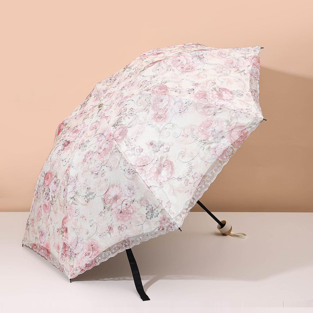 Paraguas Compacto Plegable Aikelai Floral Rosa UV 95%