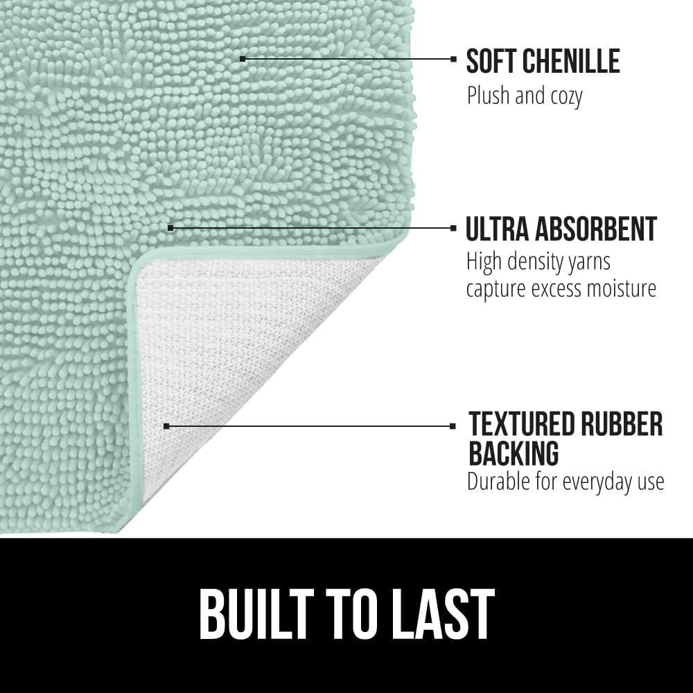 Alfombra de Baño Gorilla Grip 60x24 cm Chenille Azul Mar