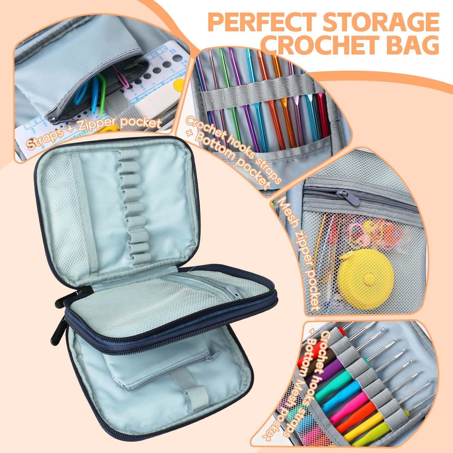 Set de Ganchos de Crochet HATINXIA 85pcs Ergonómicos Azul