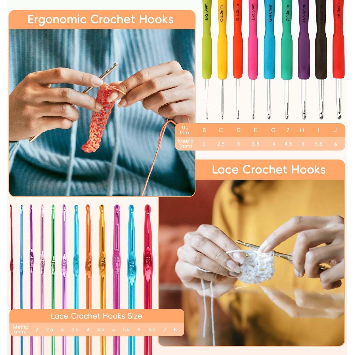 Set de Ganchos de Crochet HATINXIA 85pcs Ergonómicos Azul