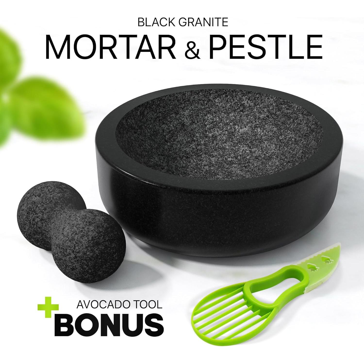 Juego de Mortero y Mano de Granito Umien 20.32 cm - 3.5 Tazas