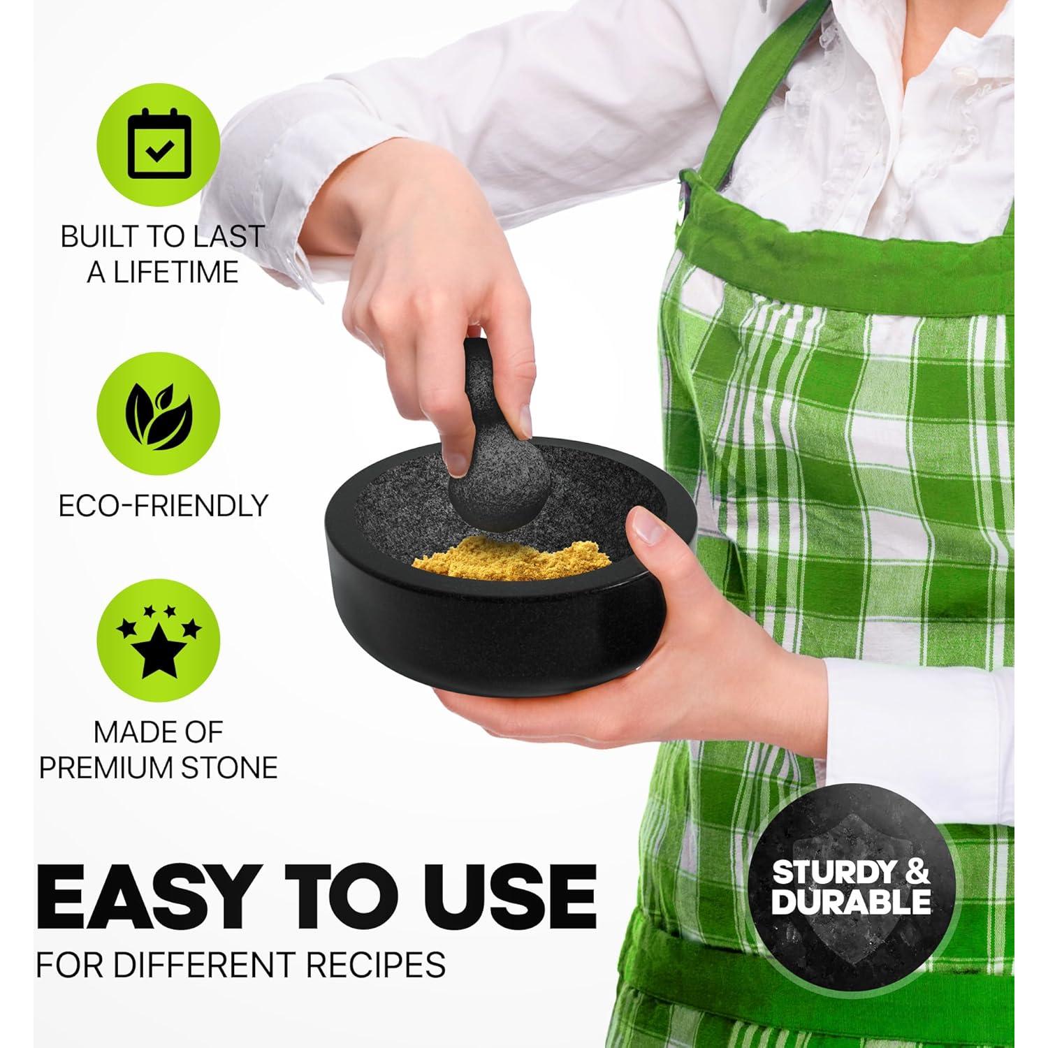 Juego de Mortero y Mano de Granito Umien 20.32 cm - 3.5 Tazas