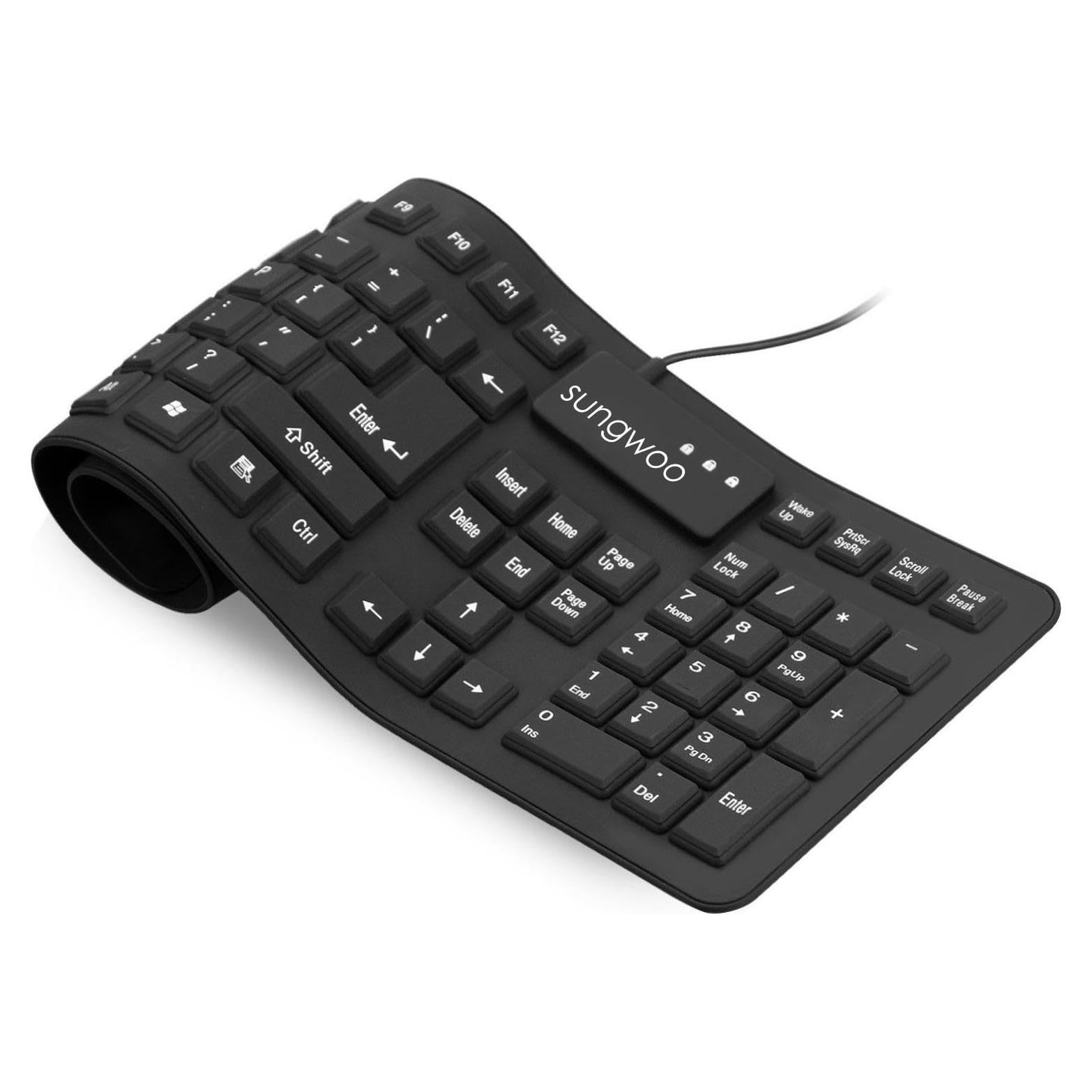 Teclado enrollable de silicona USB a prueba de agua 44.45 cm