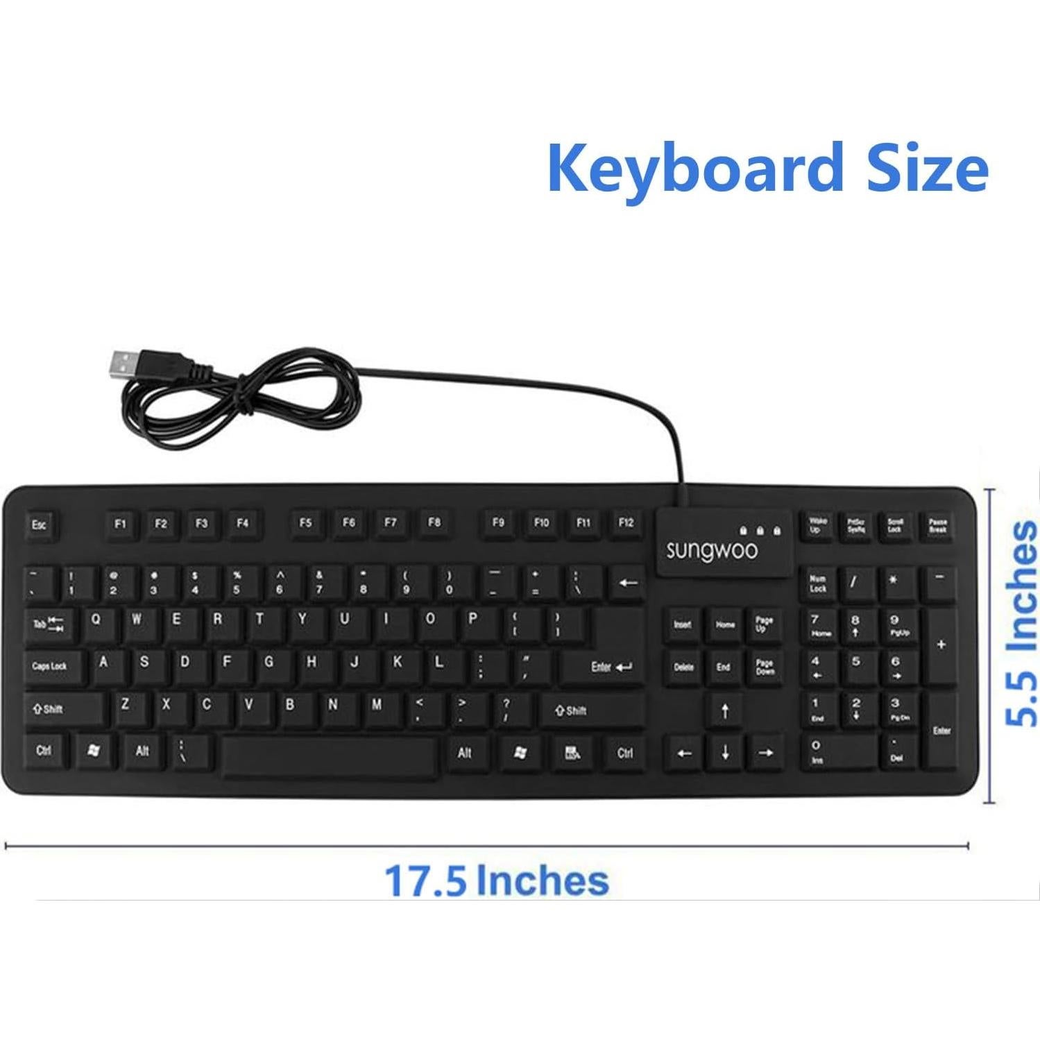 Teclado enrollable de silicona USB a prueba de agua 44.45 cm