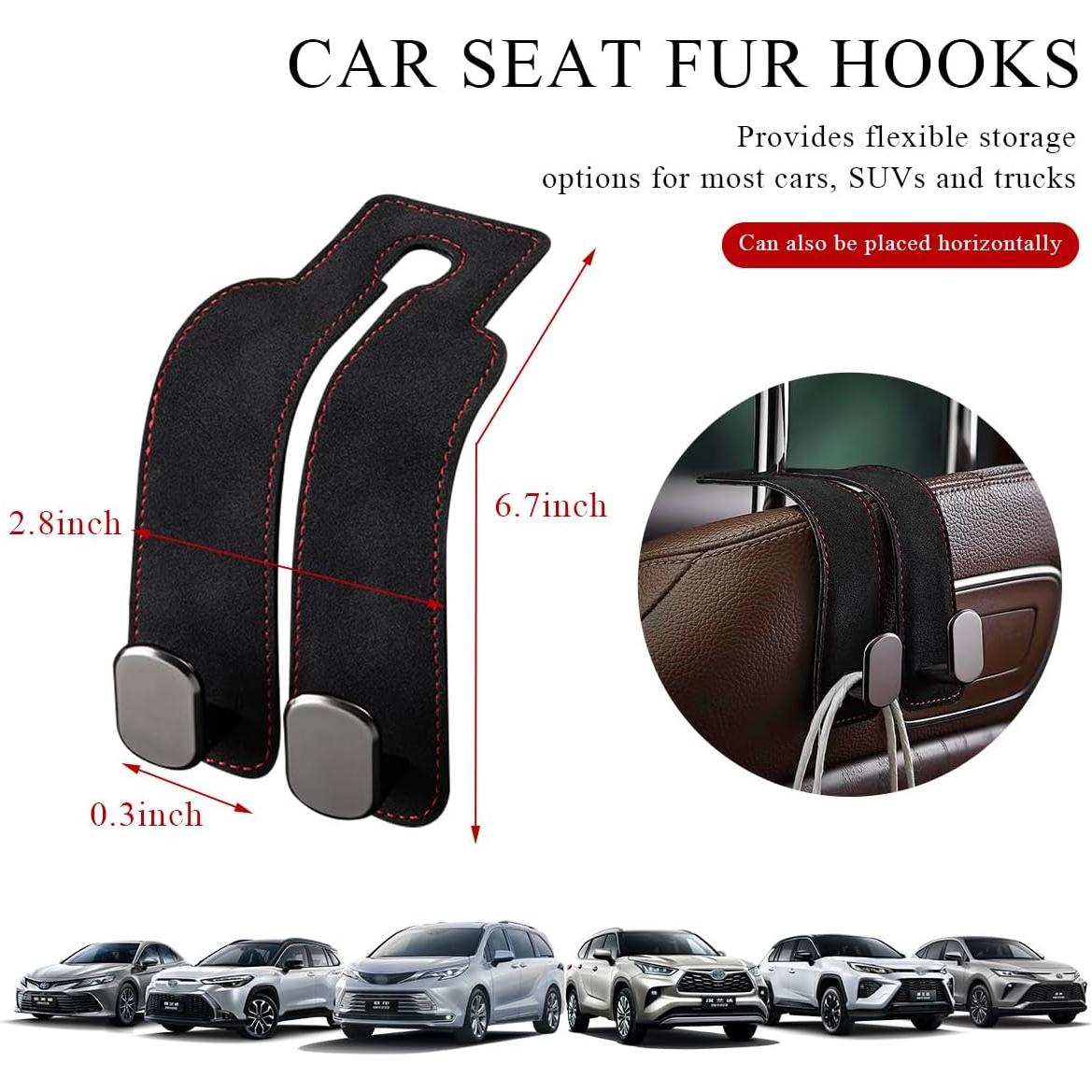 2 Ganchos de Reposacabezas Gasedin para Asiento de Coche Negro