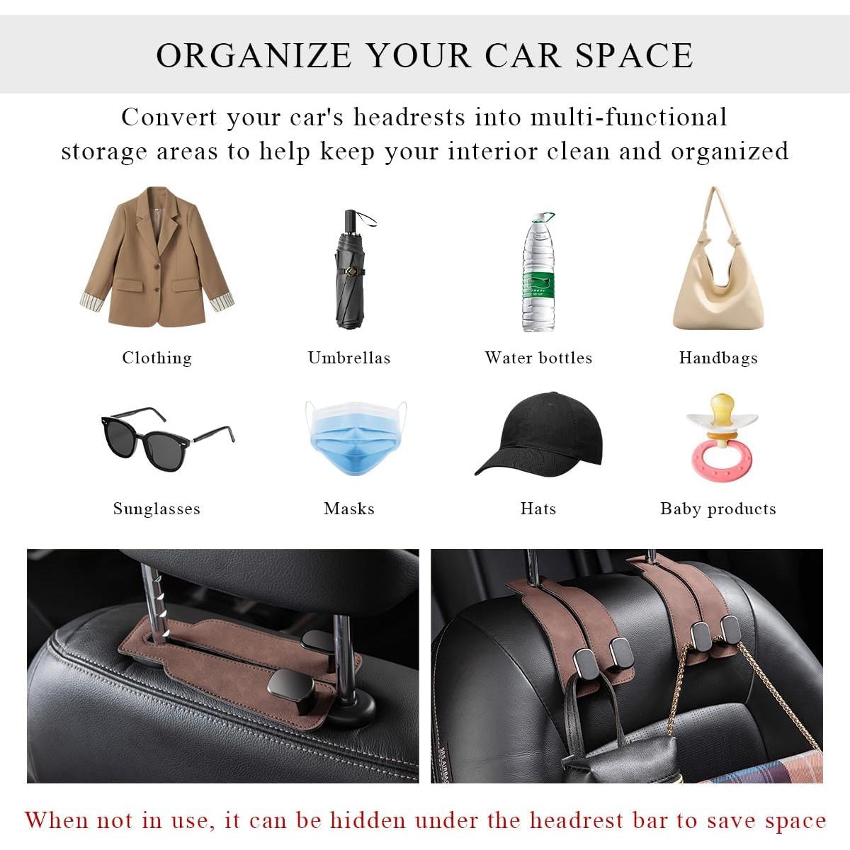 2 Ganchos de Reposacabezas Gasedin para Asiento de Coche Negro